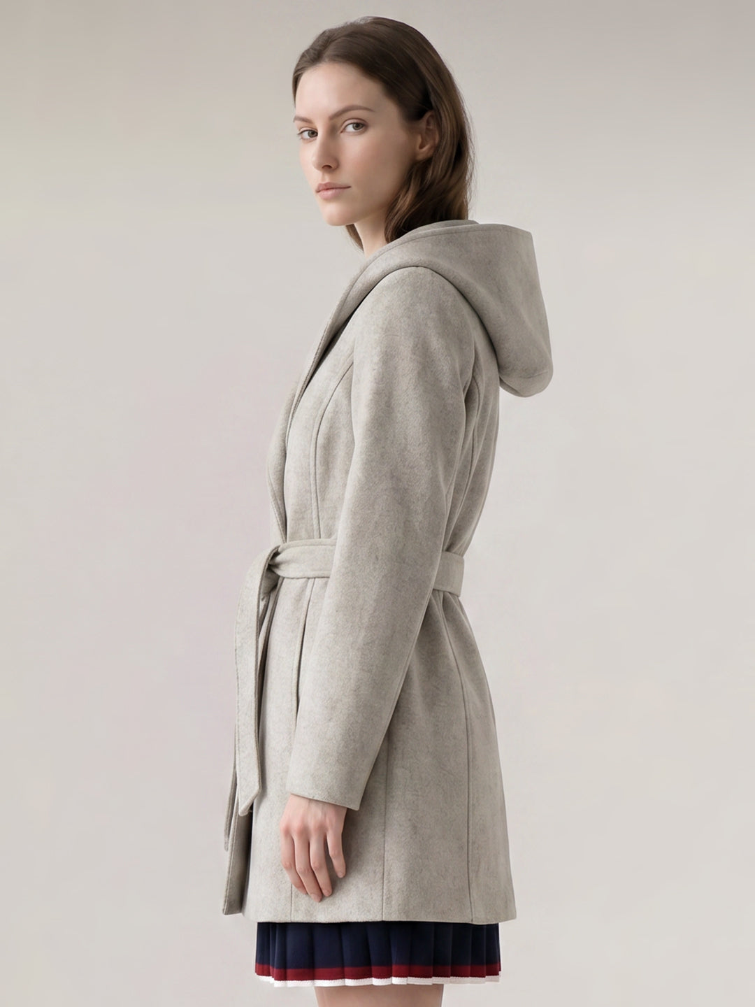 Grey Hooded Long Coat