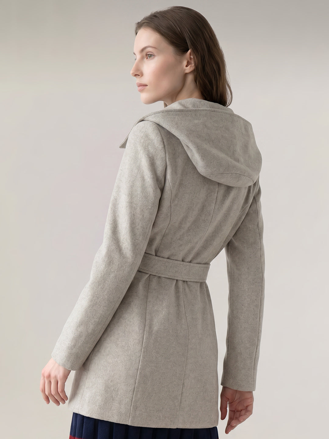 Grey Hooded Long Coat