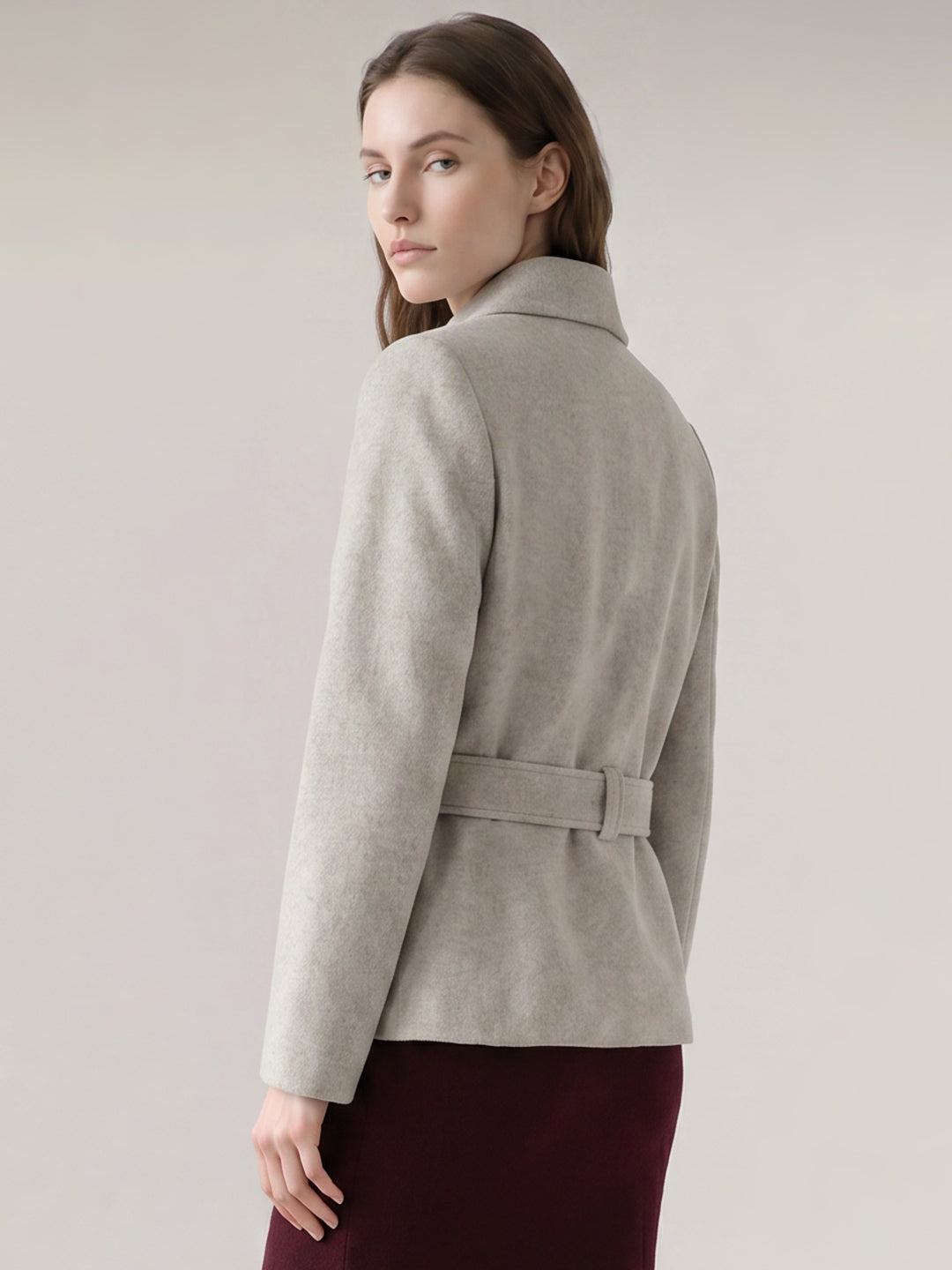 Grey High Neck Short Jacket