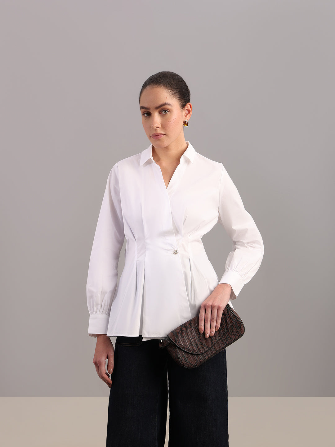 White Tailored Wrap Shirt