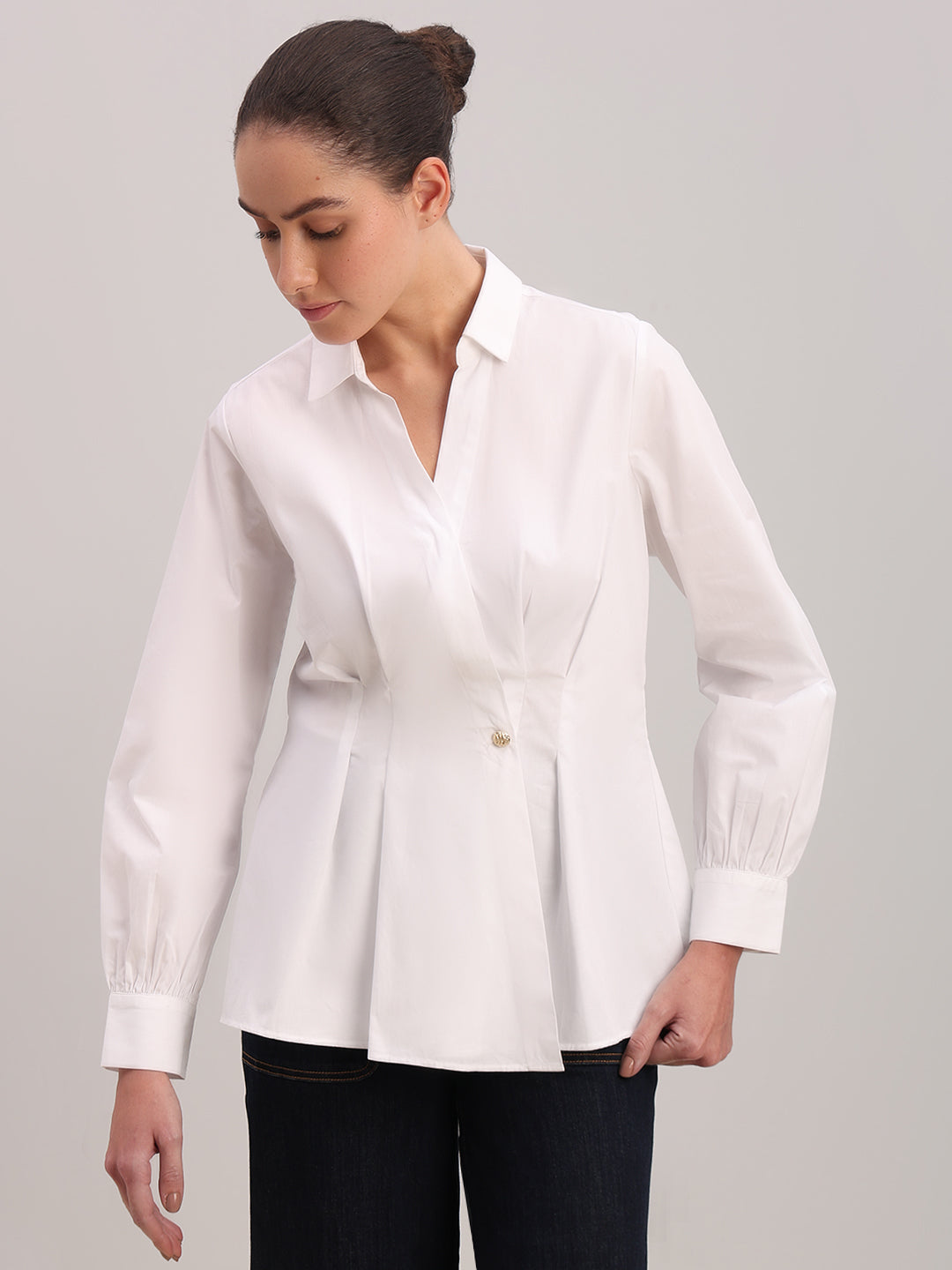 White Tailored Wrap Shirt