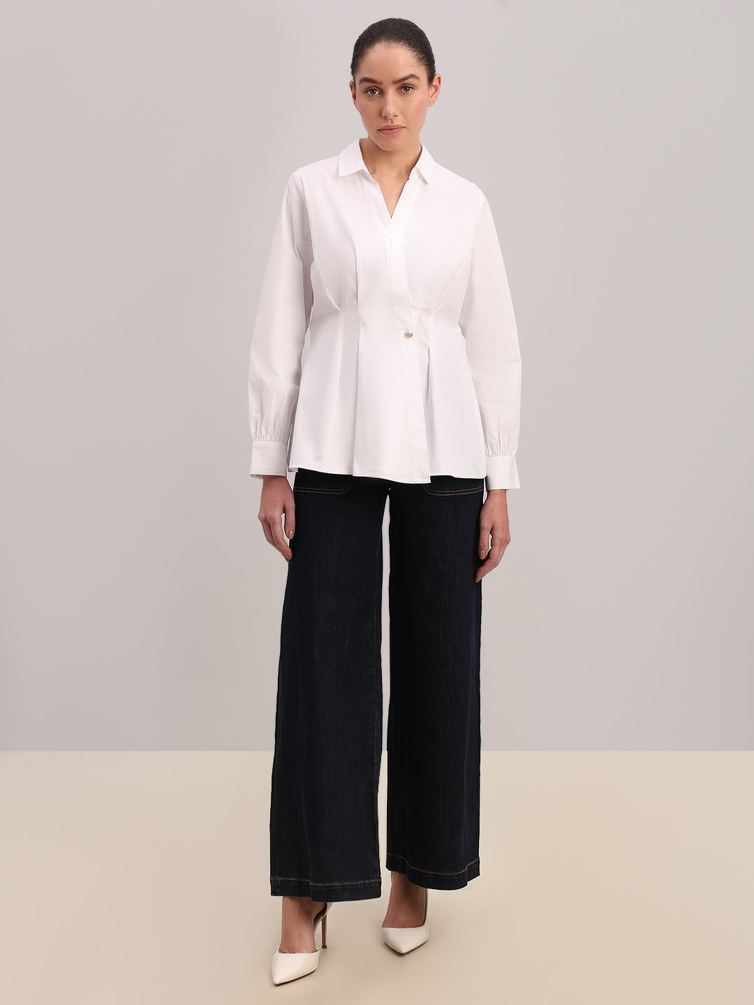 White Tailored Wrap Shirt