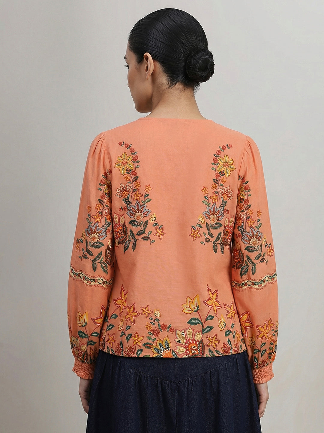 Orange Floral Printed Top