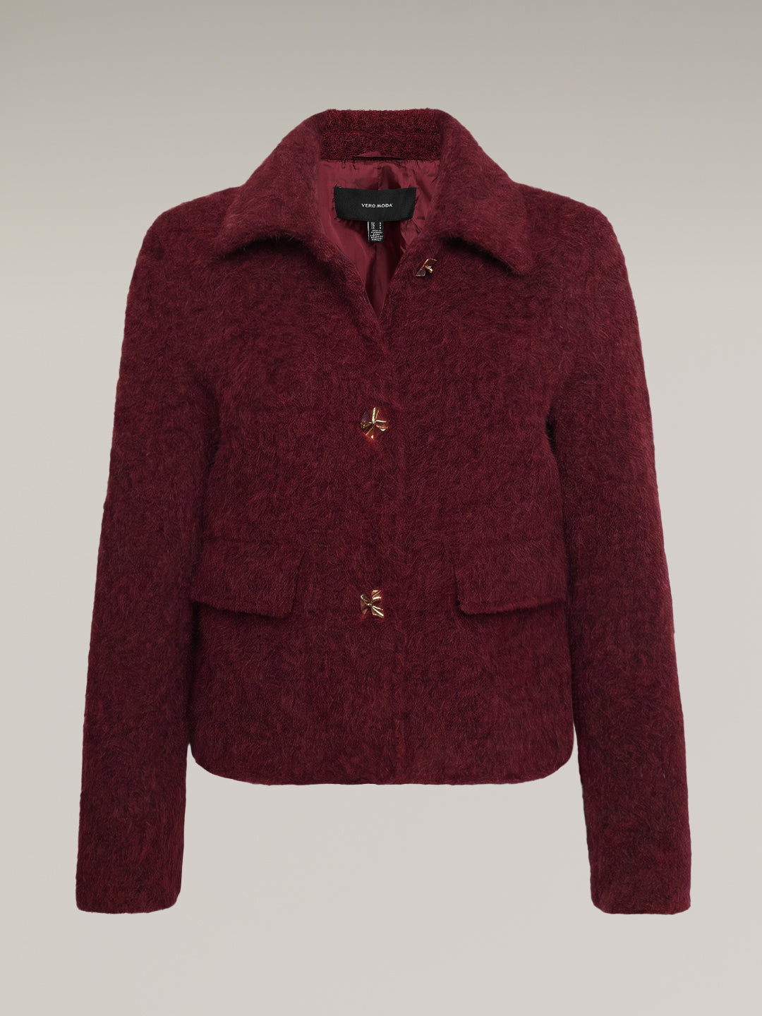 Burgundy Textured Short Jacket