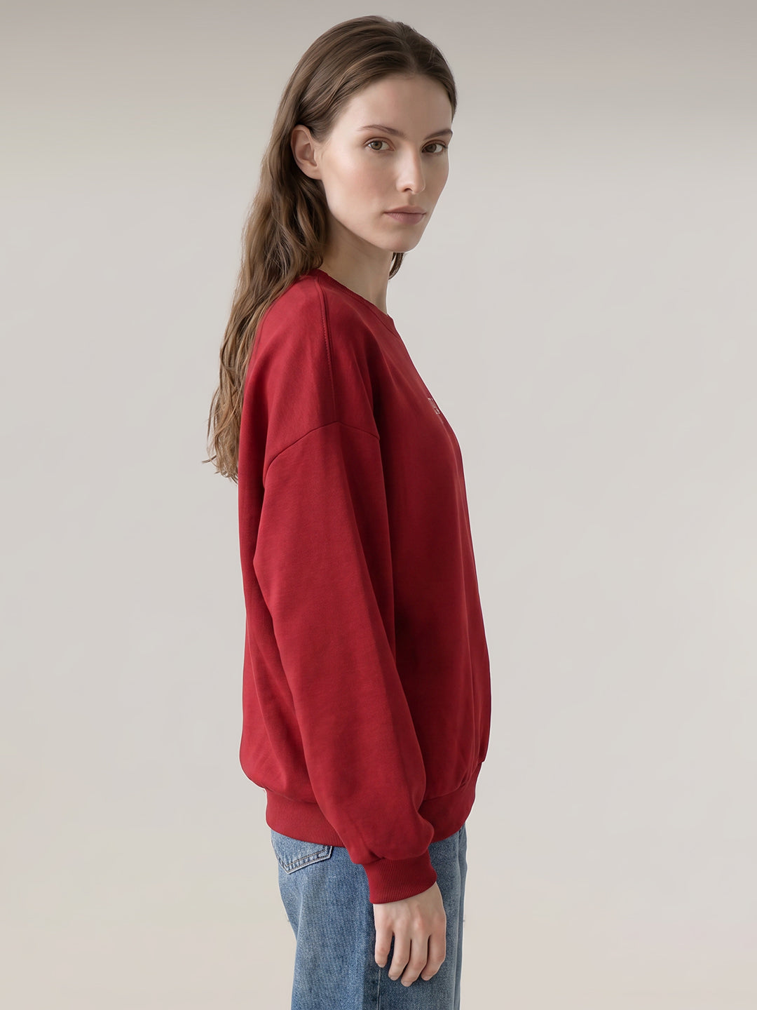 Red Printed Boxy Fit Sweatshirt