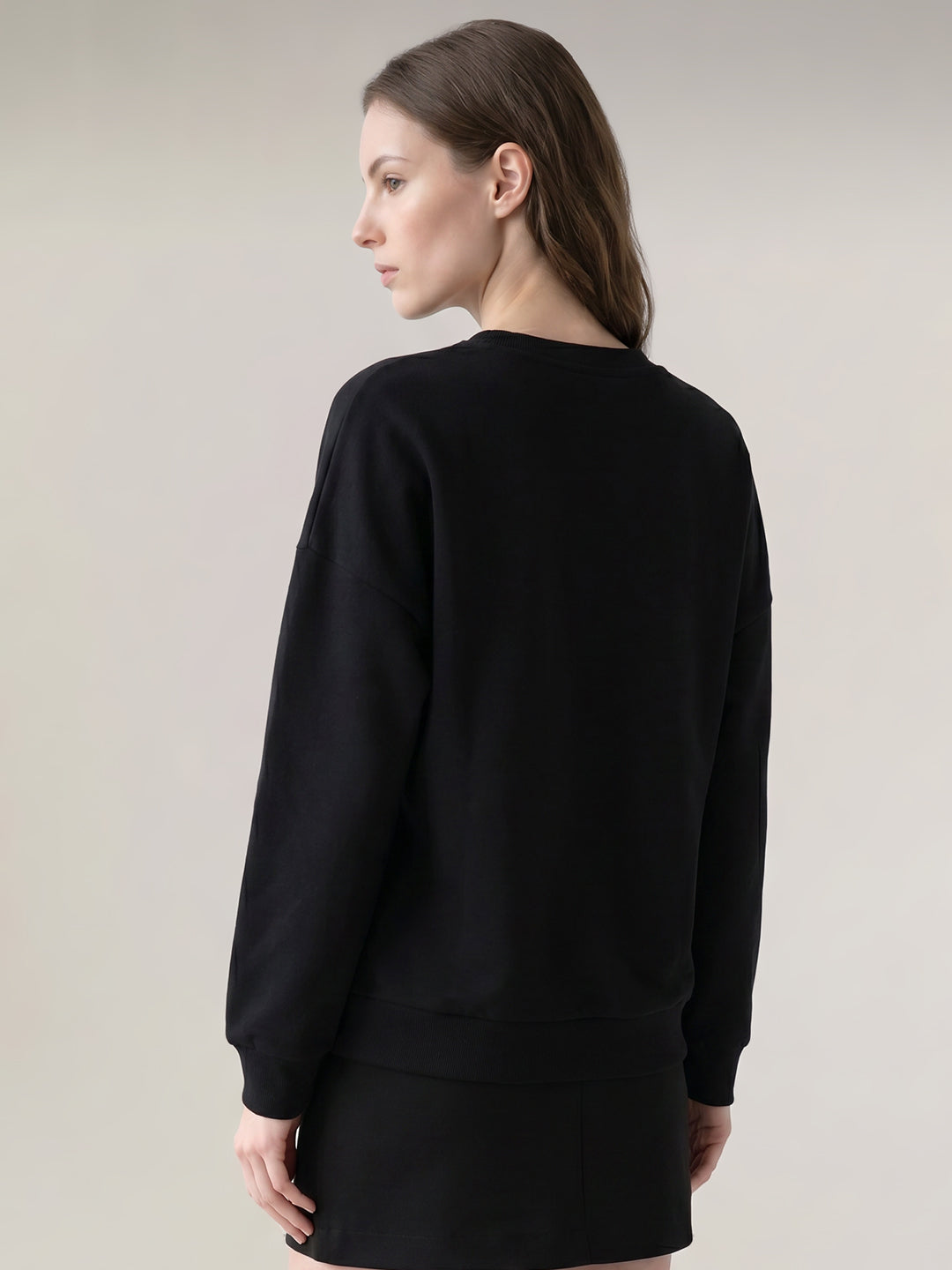 Black Printed Boxy Fit Sweatshirt