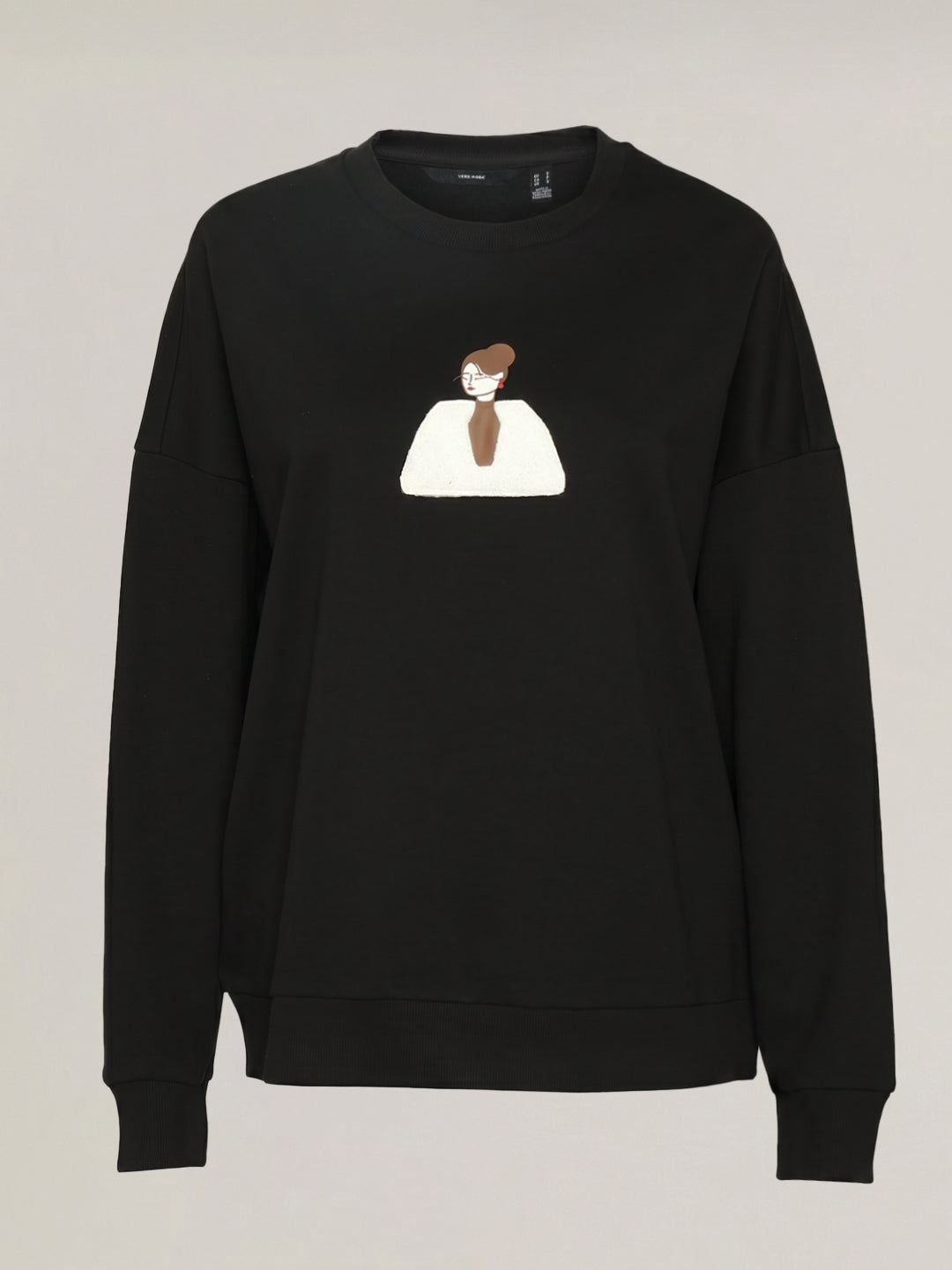 Black Printed Boxy Fit Sweatshirt