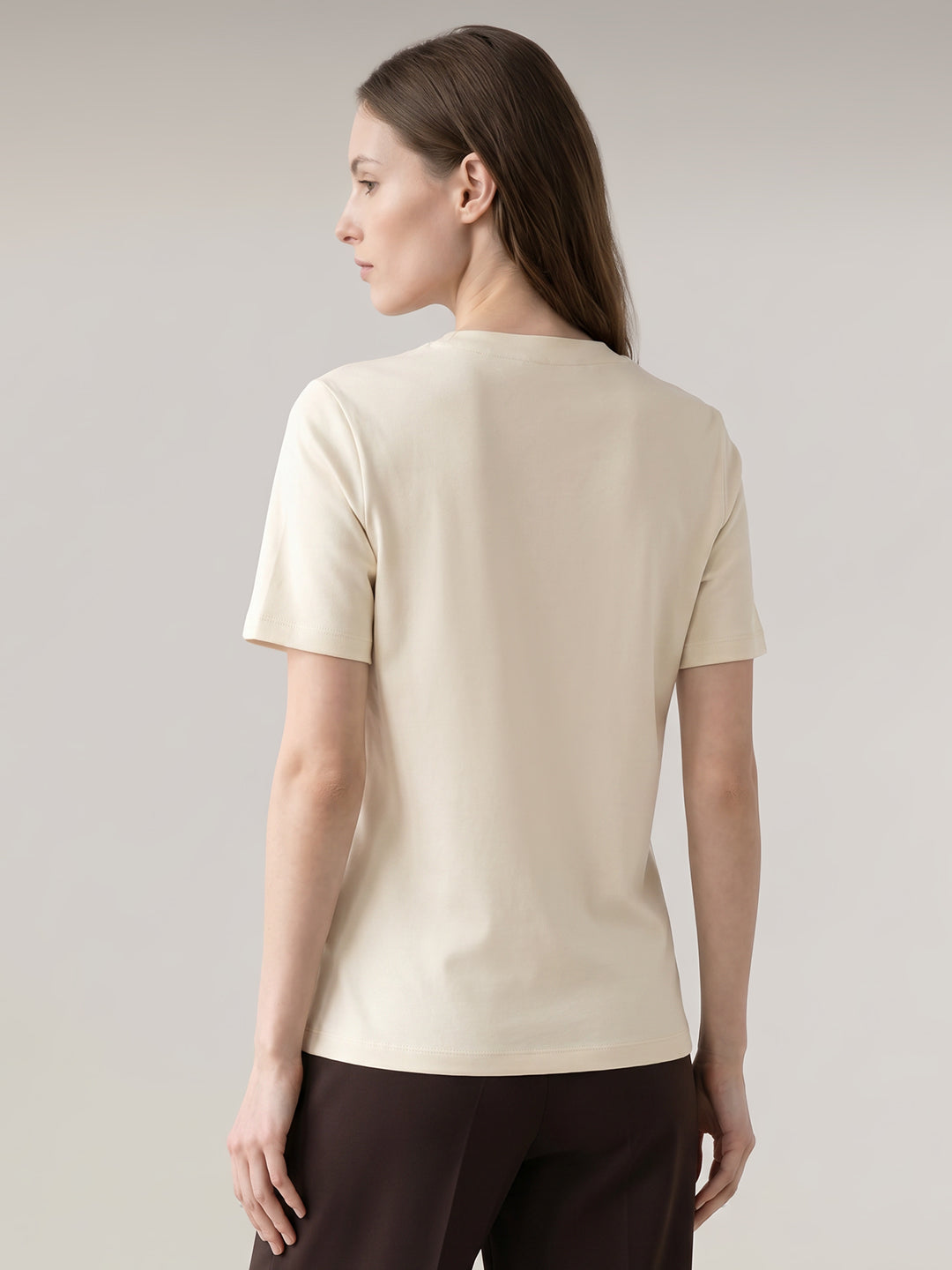 Beige Printed O-Neck T-shirt