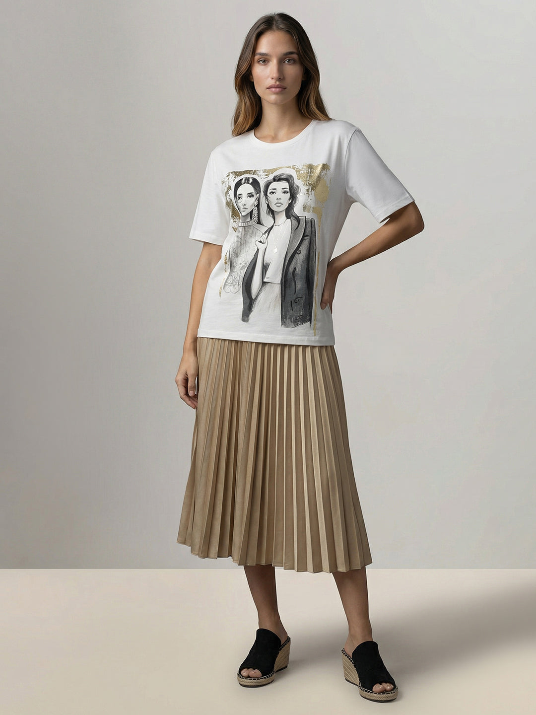 White Graphic Print T-Shirt