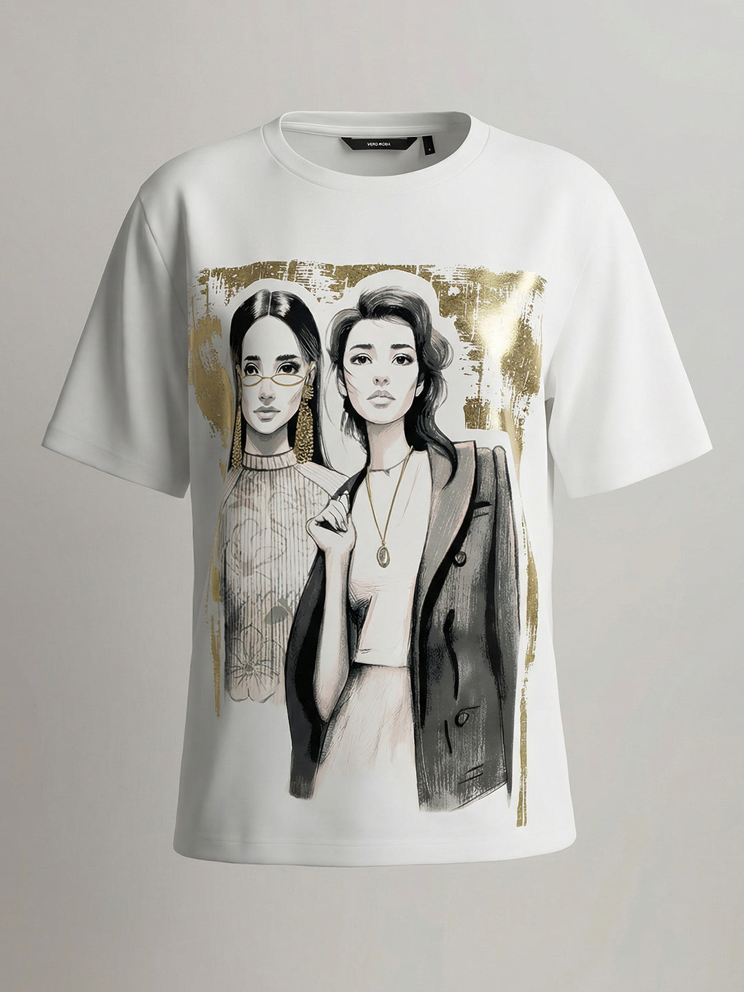 White Graphic Print T-Shirt
