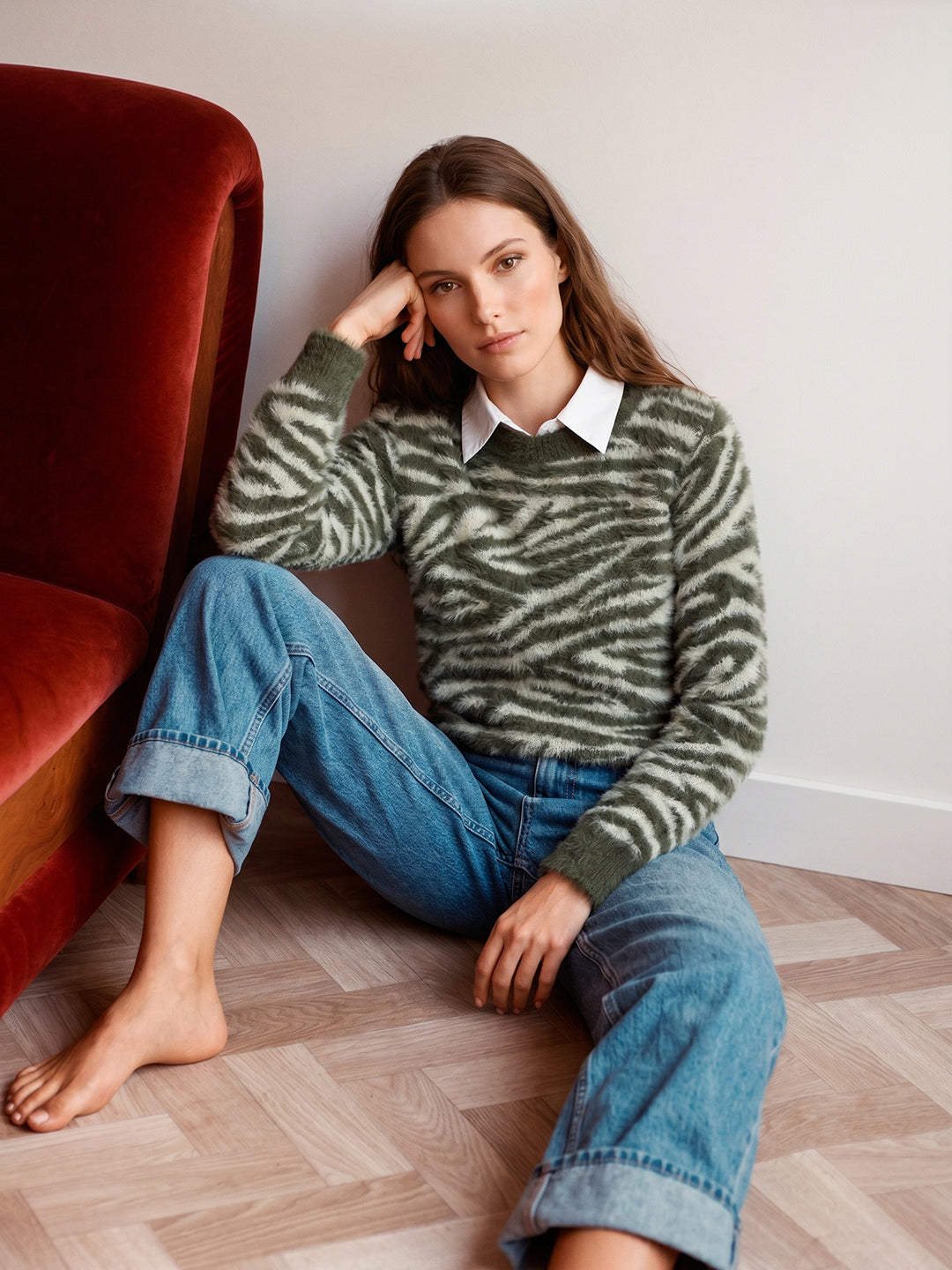 Animal Print O-Neck Pullover