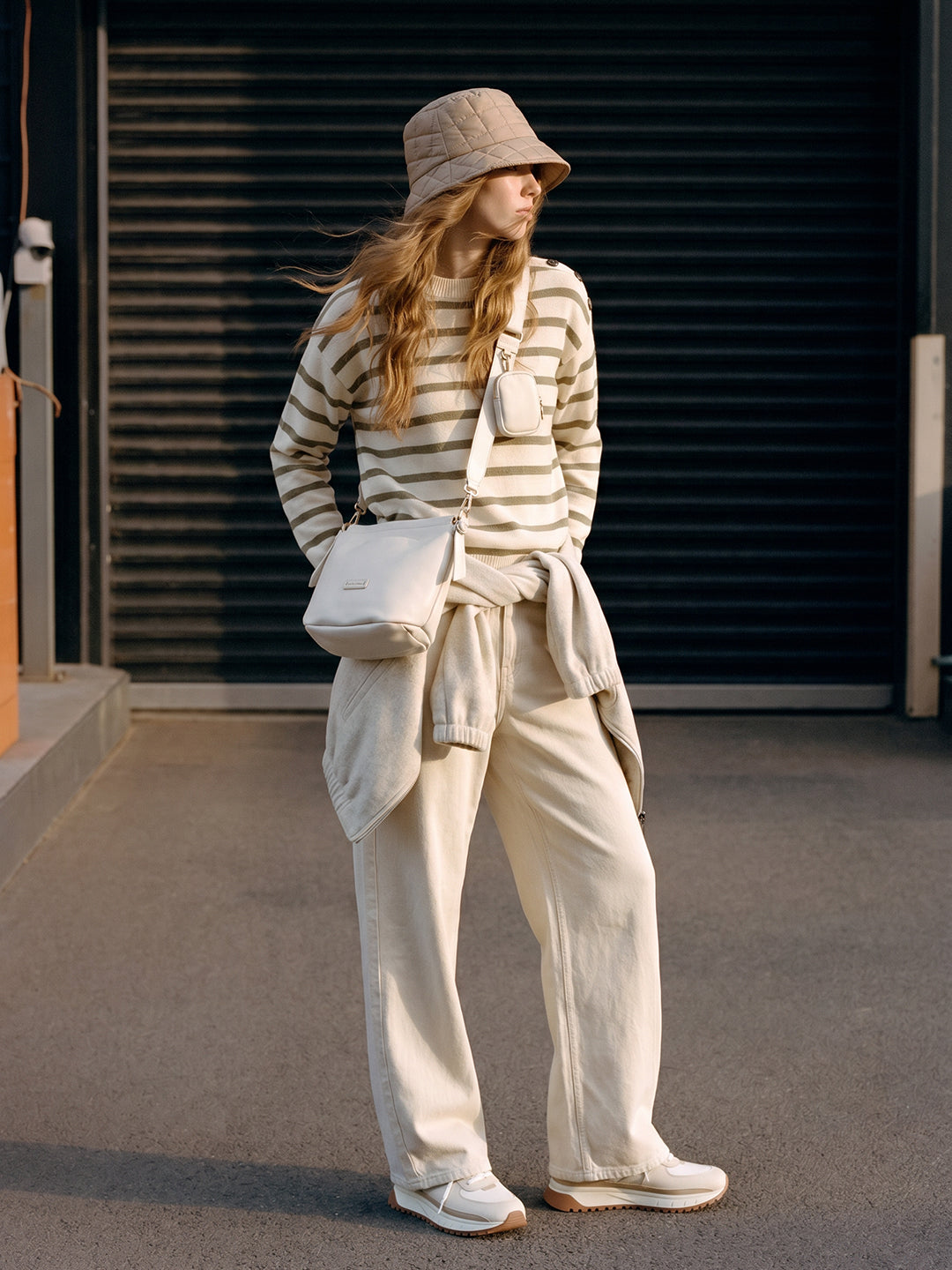 Striped Button Detail Pullover