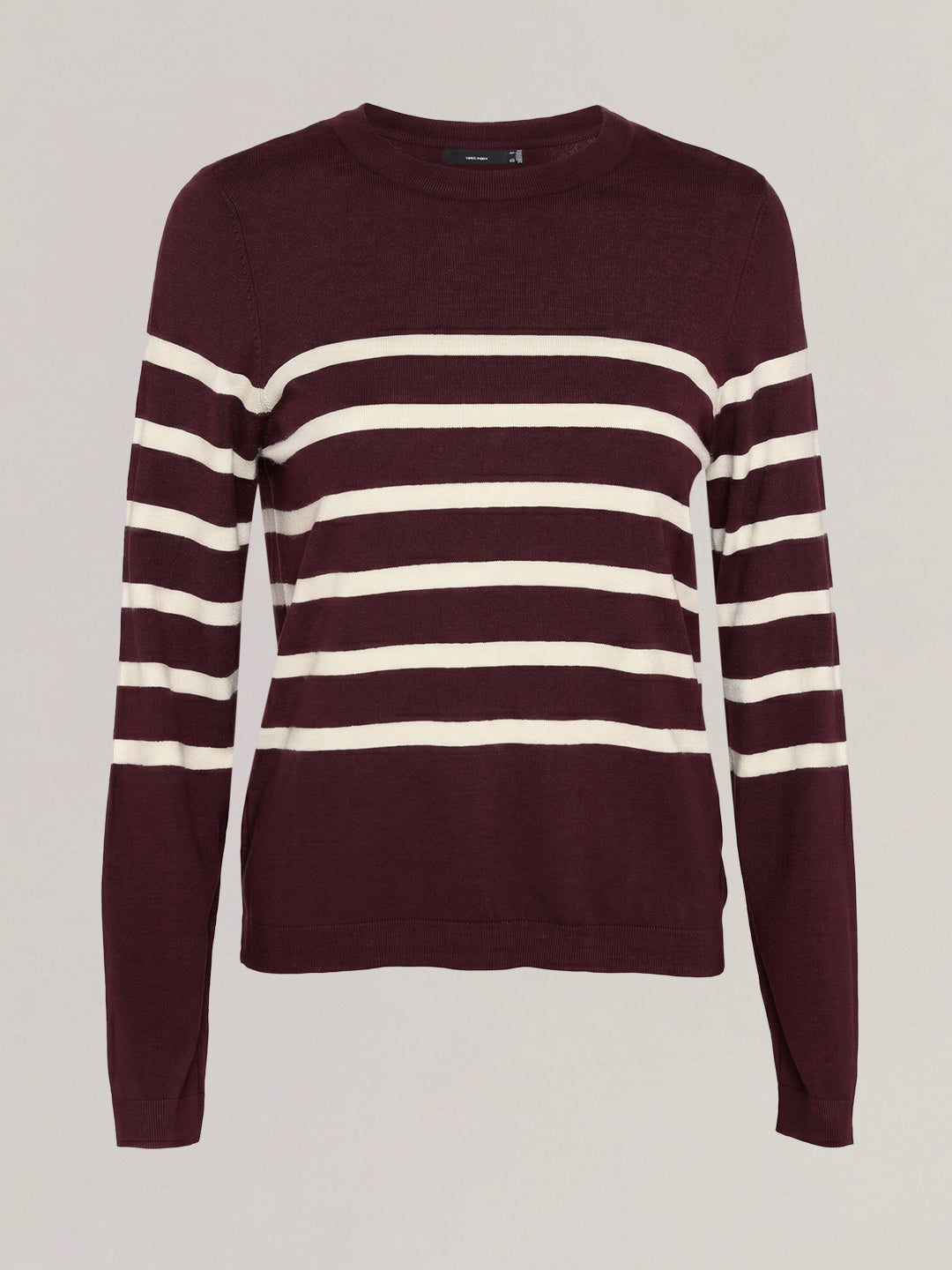 Burgundy Striped O-Neck Pullover