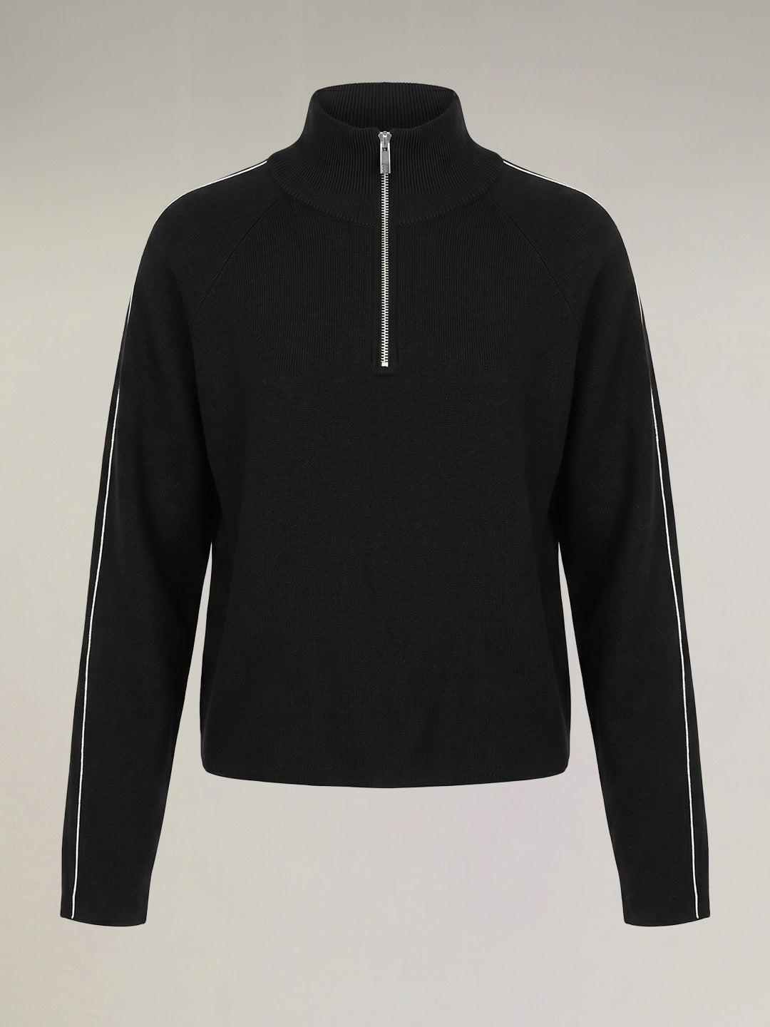 Black High Neck Zipper Pullover