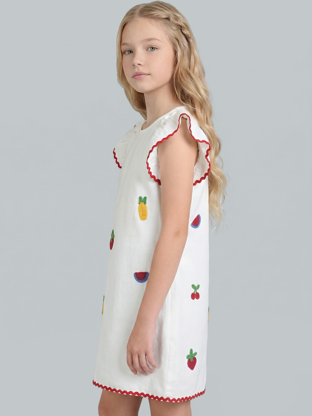 GIRLS Embroidered Flutter Sleeve Dress