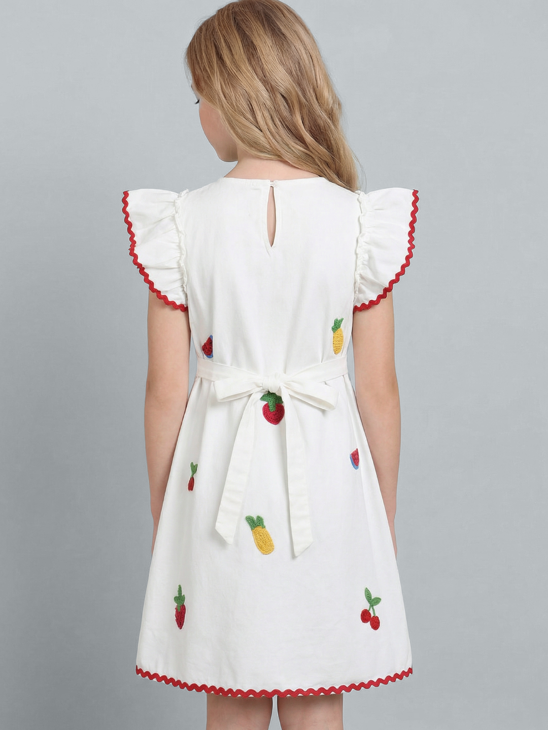 GIRLS Embroidered Flutter Sleeve Dress