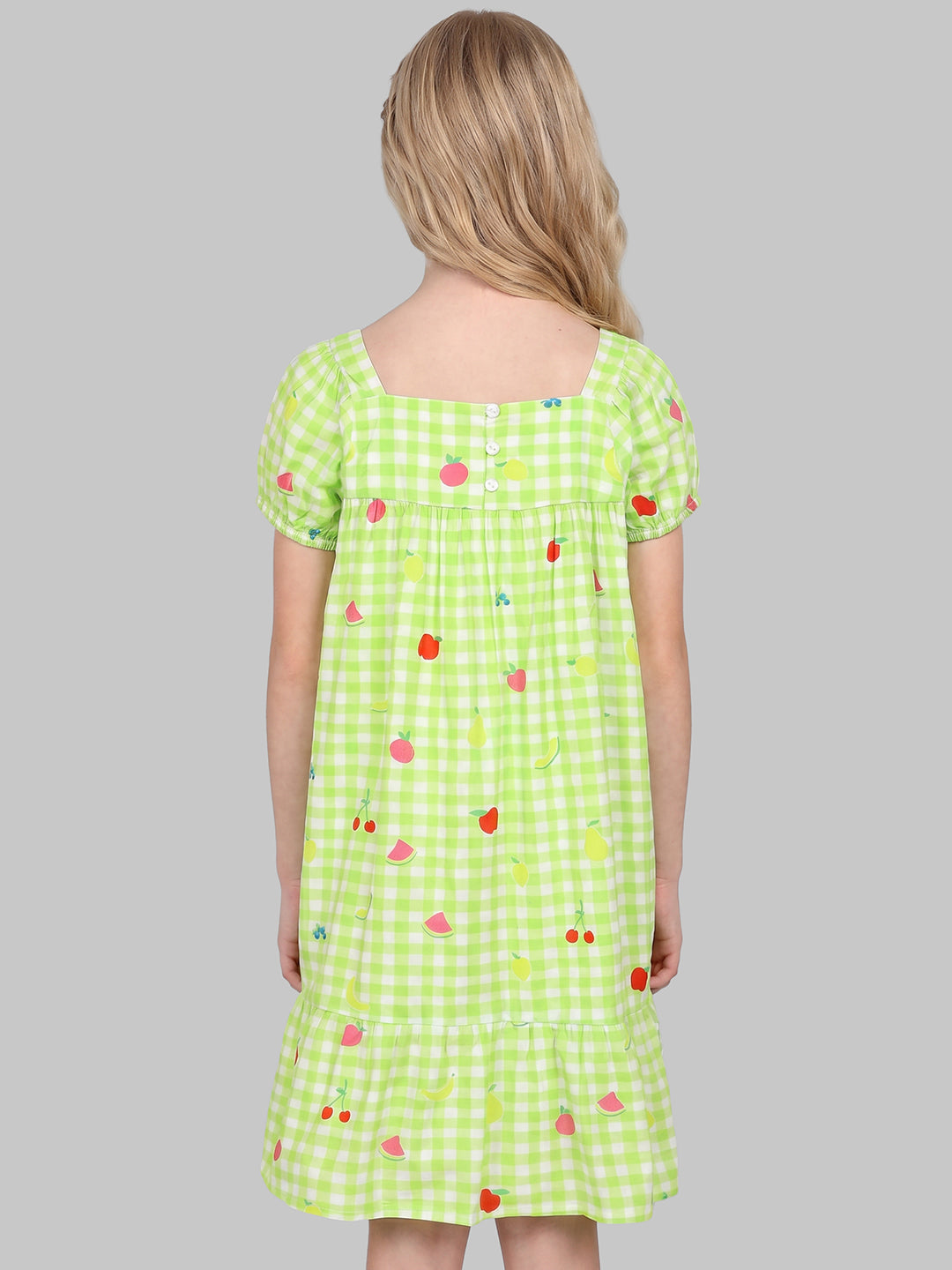 GIRLS Green Gingham Check Dress