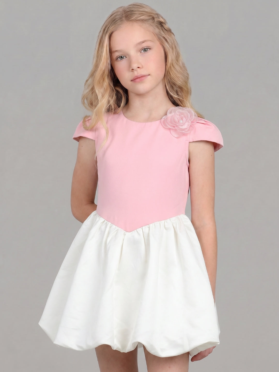 GIRLS Pink Colourblocked Dress