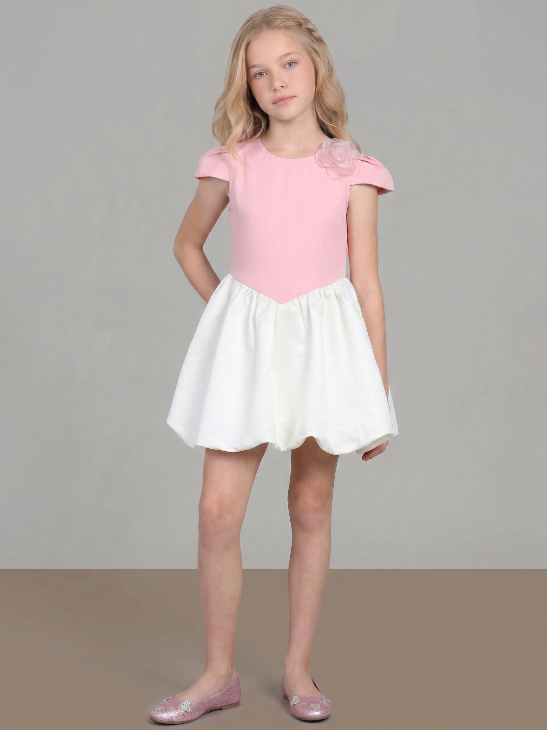 GIRLS Pink Colourblocked Dress