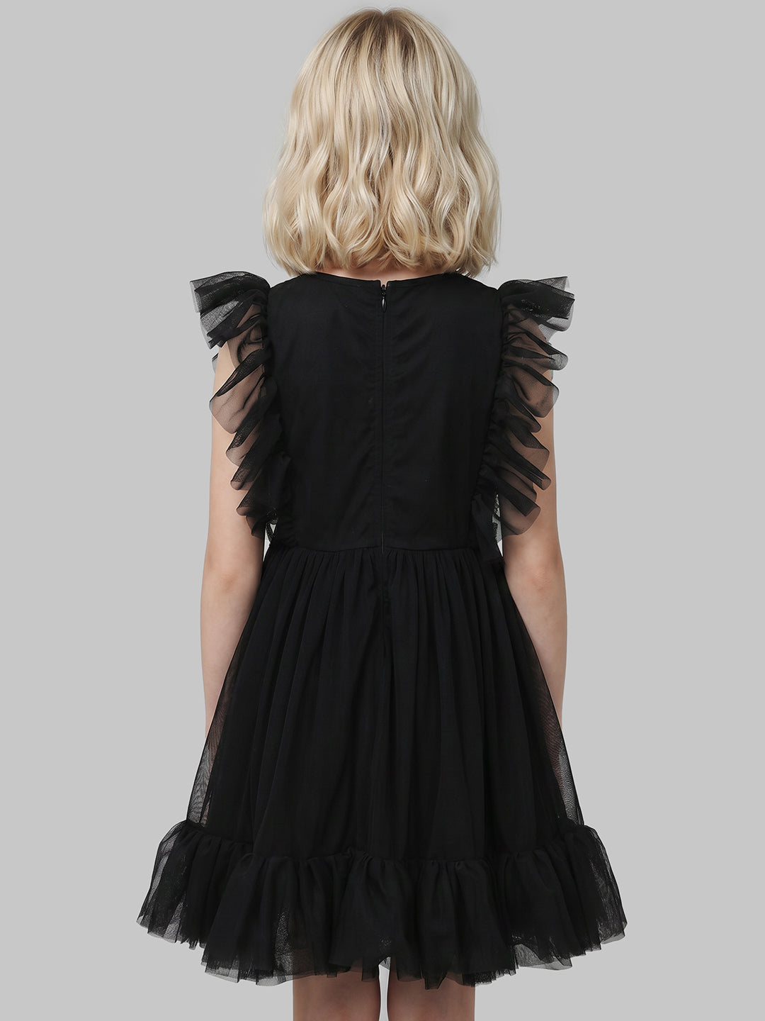GIRLS Sequin Tulle Black Dress