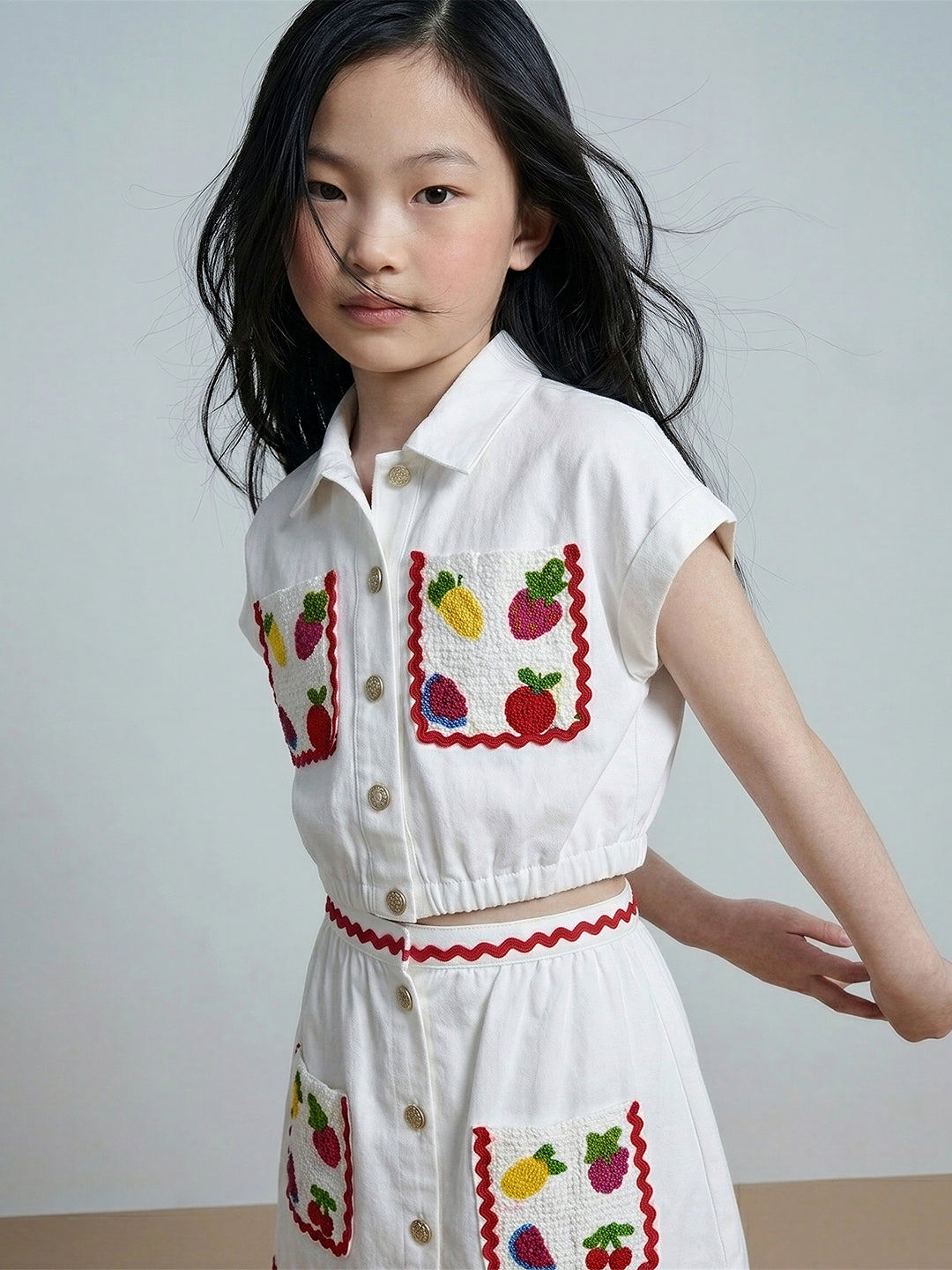 GIRLS Embroidered Cropped Shirt