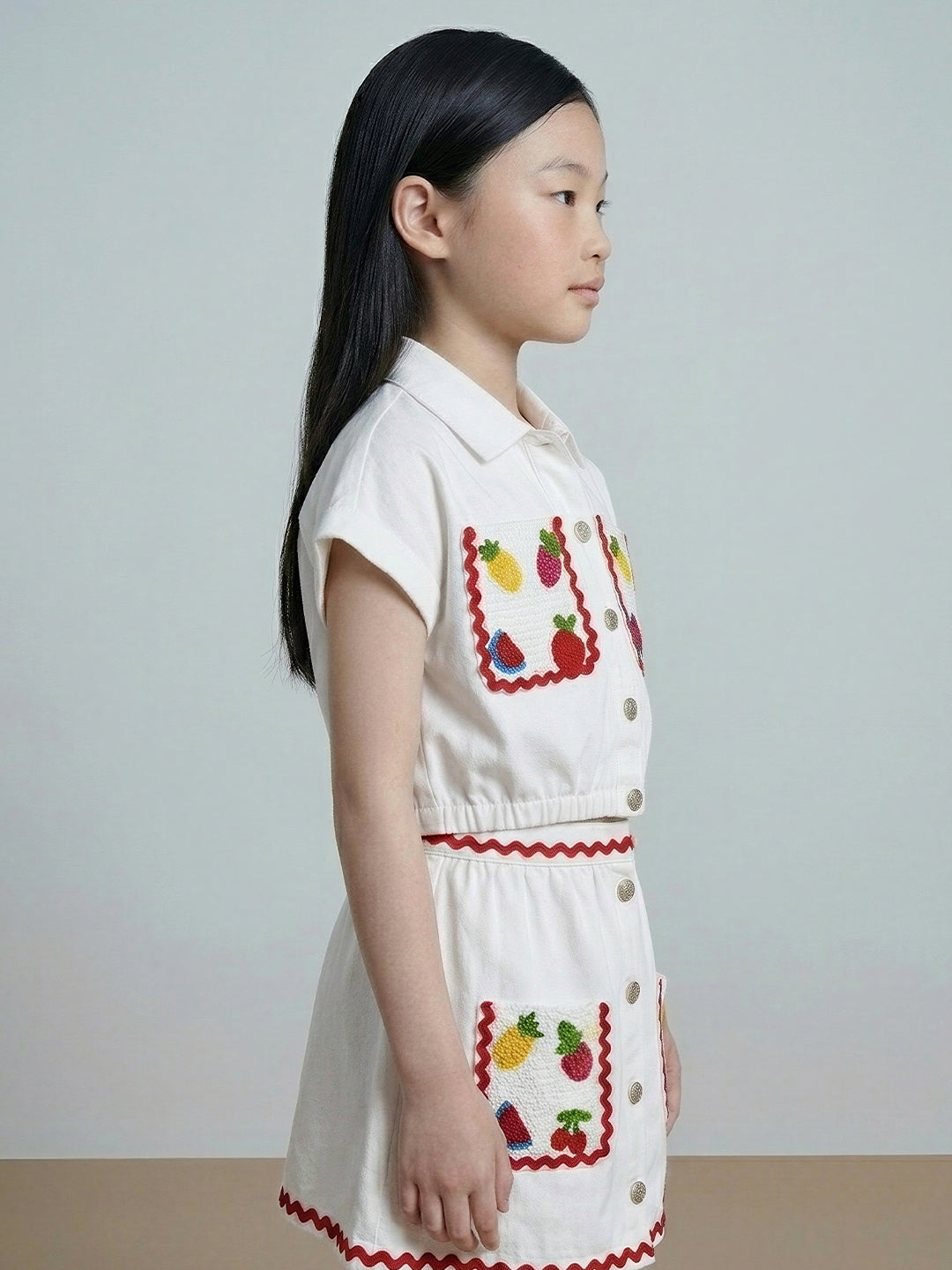 GIRLS Embroidered Cropped Shirt