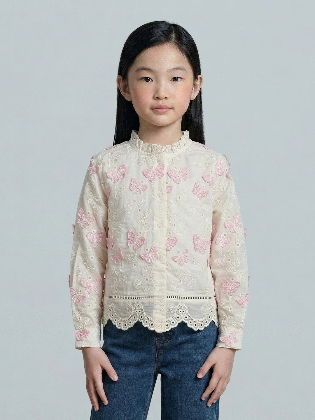 GIRLS Pink Embroidered Shirt