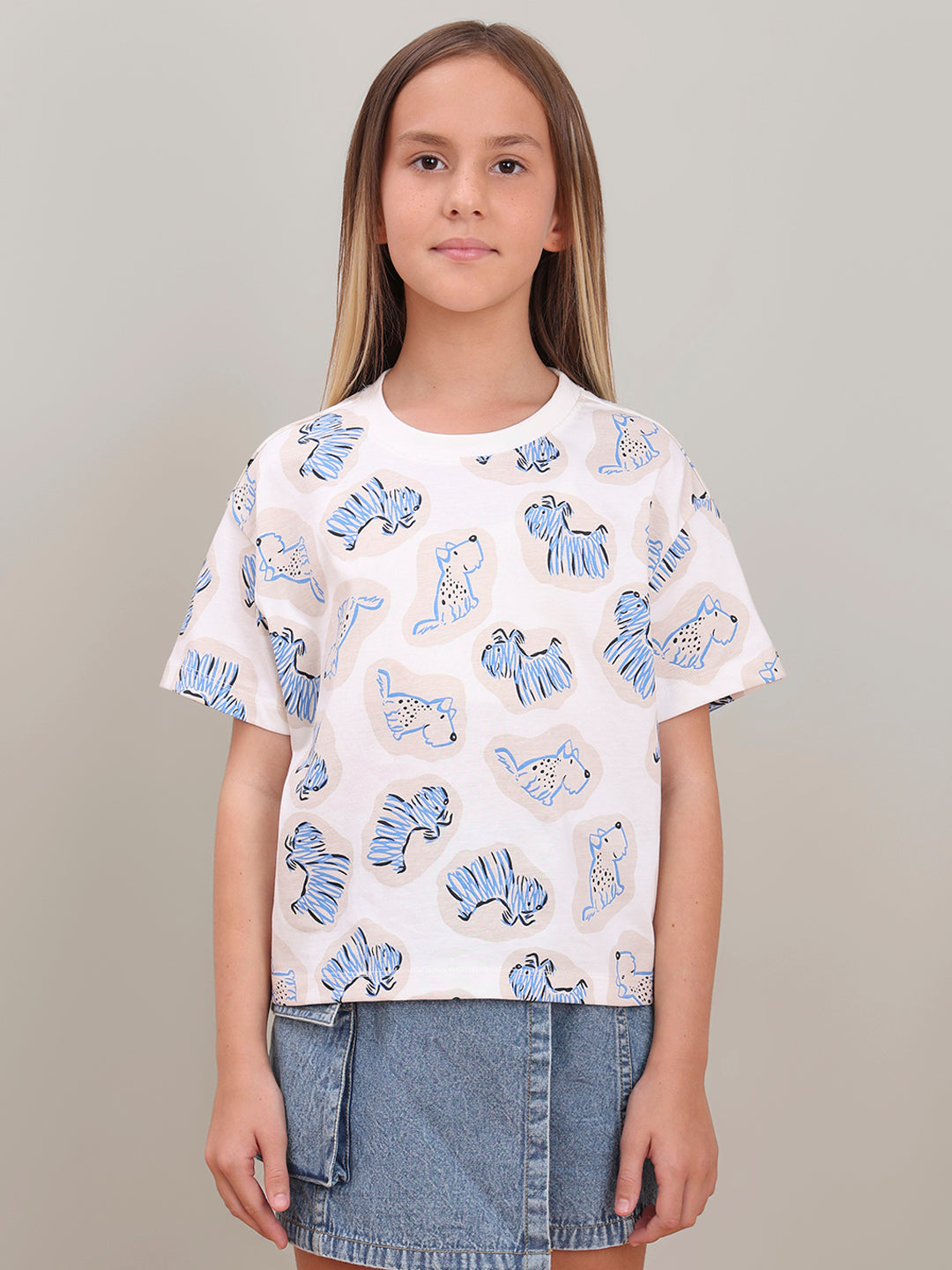 GIRL White Animal Print T-shirt