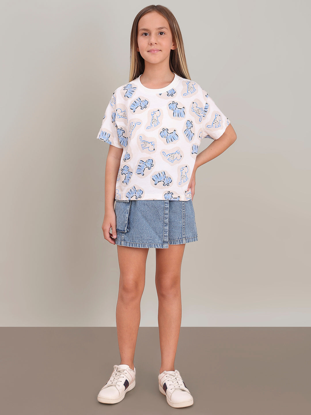 GIRL White Animal Print T-shirt