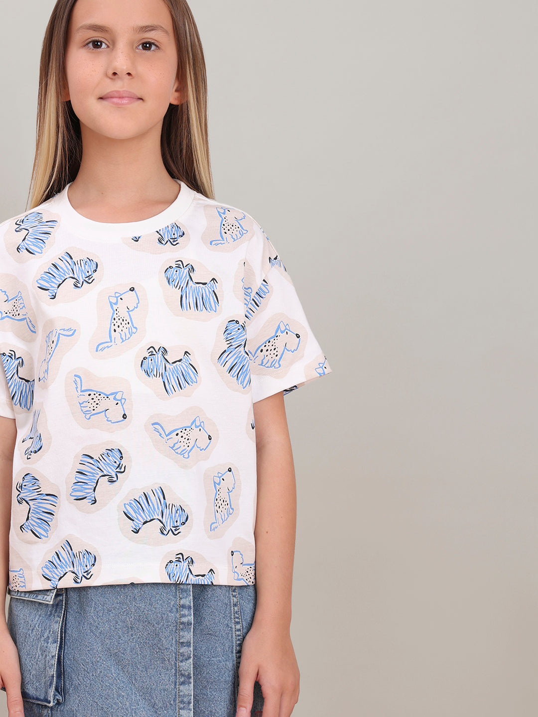 GIRL White Animal Print T-shirt