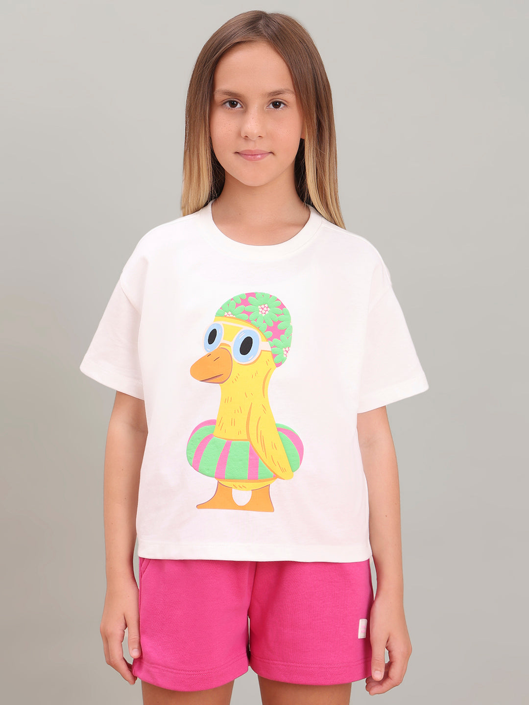 GIRL White Duck Print T-shirt