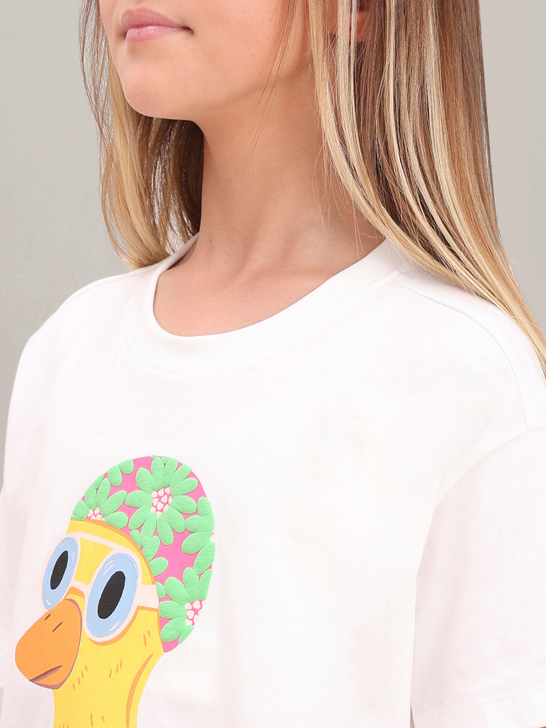 GIRL White Duck Print T-shirt