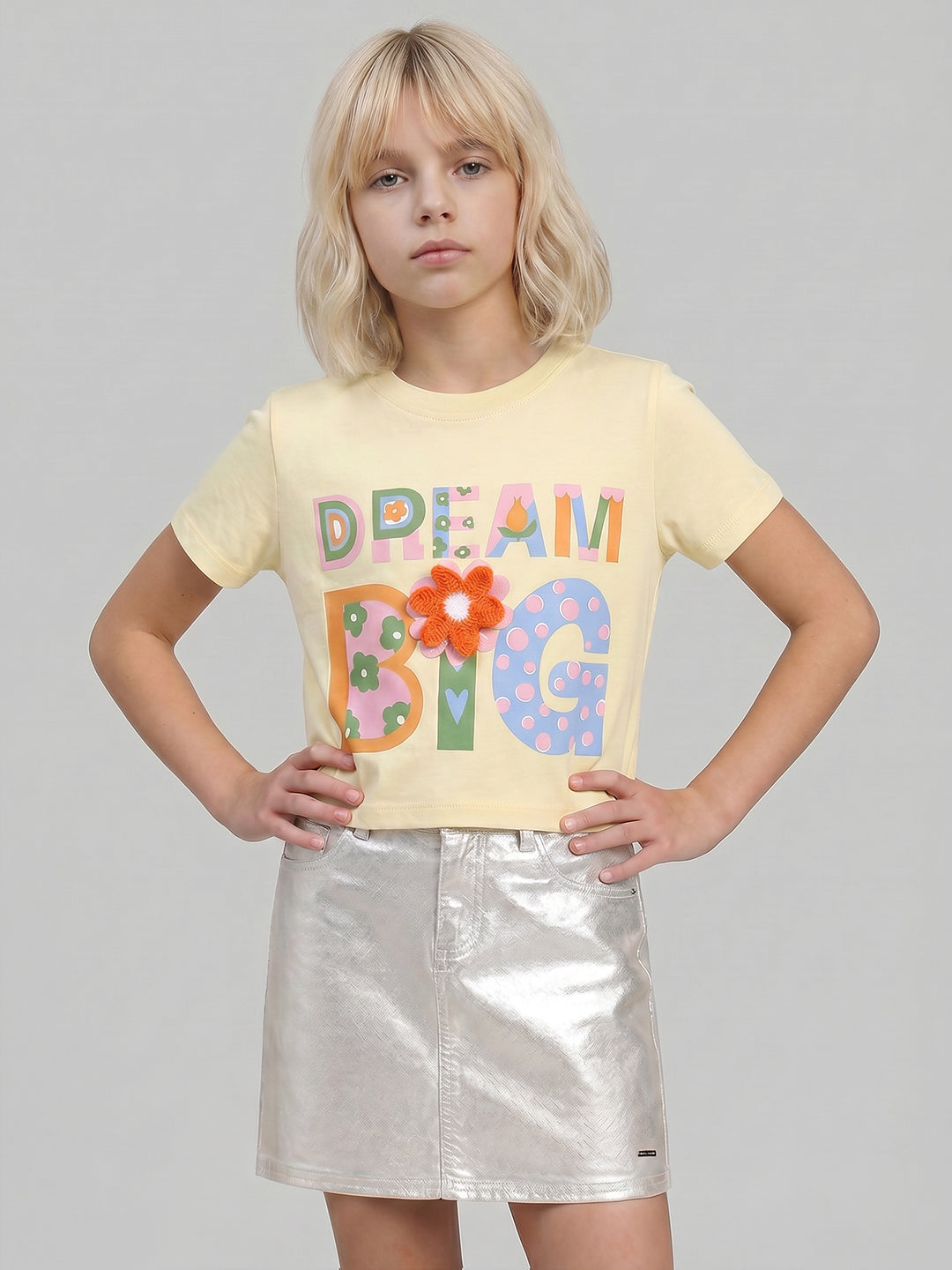 GIRLS Yellow Graphic Print T-shirt