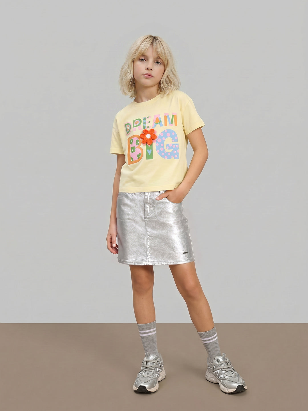 GIRLS Yellow Graphic Print T-shirt