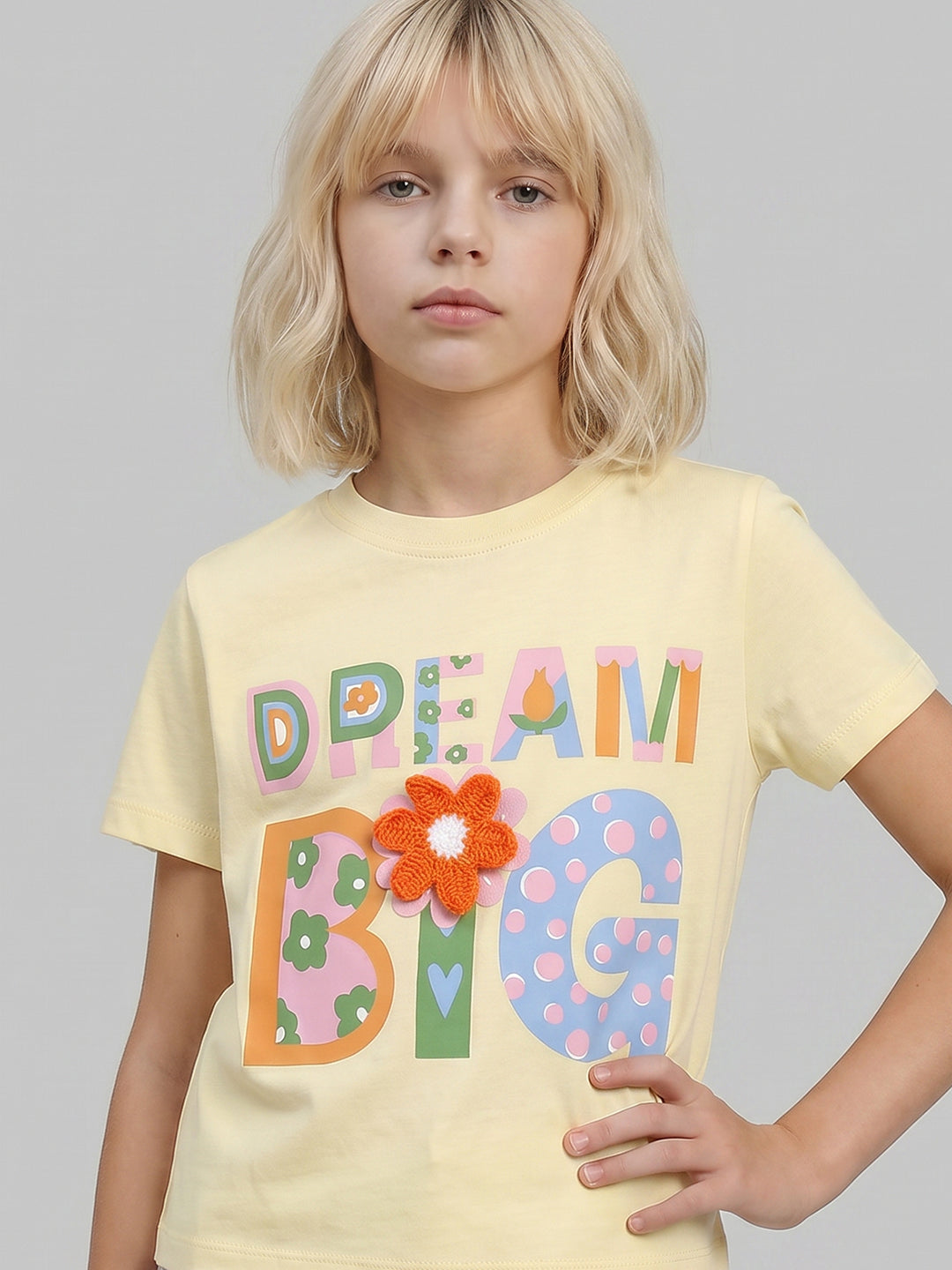 GIRLS Yellow Graphic Print T-shirt