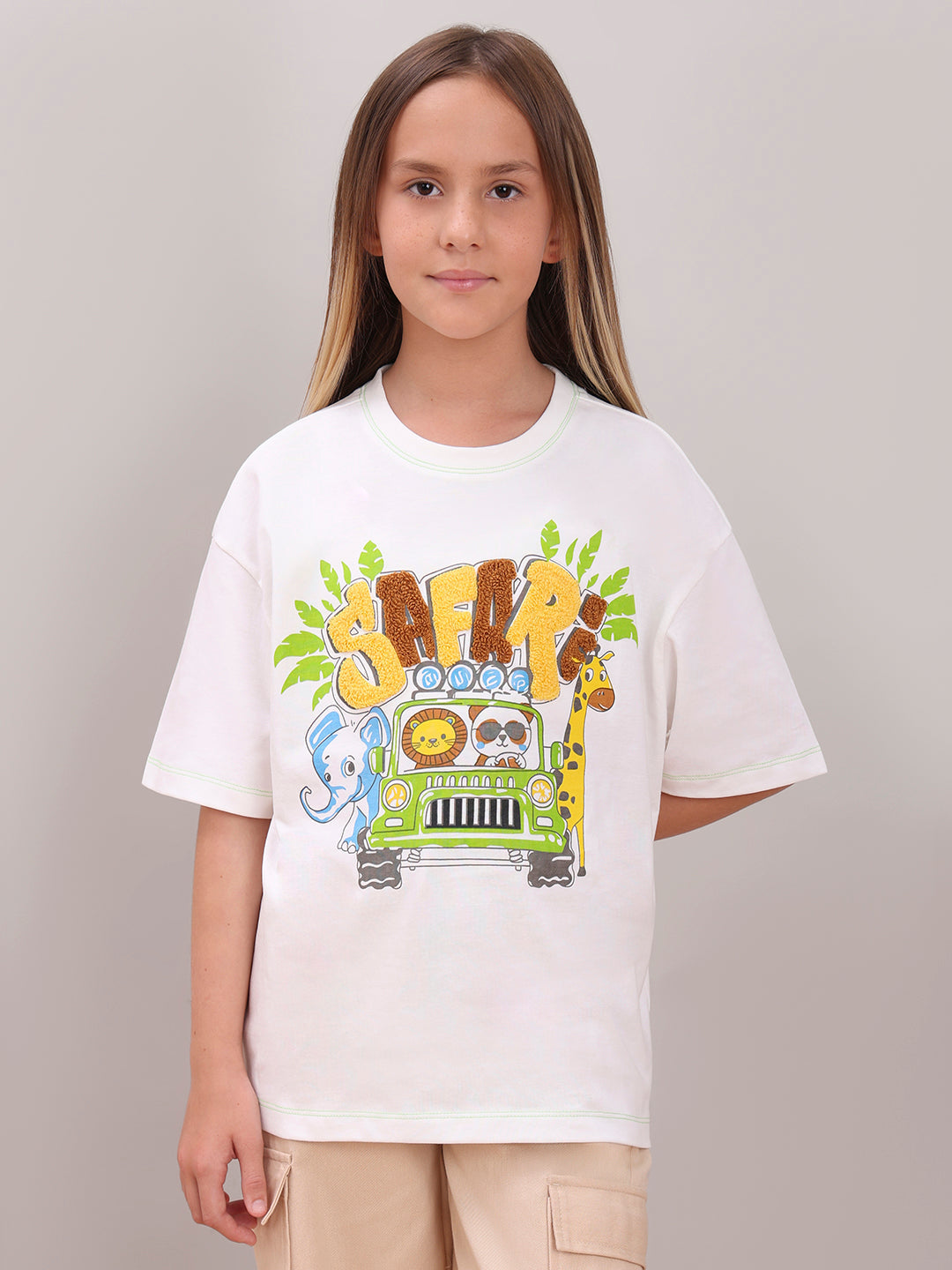 GIRL White Printed Cotton T-shirt
