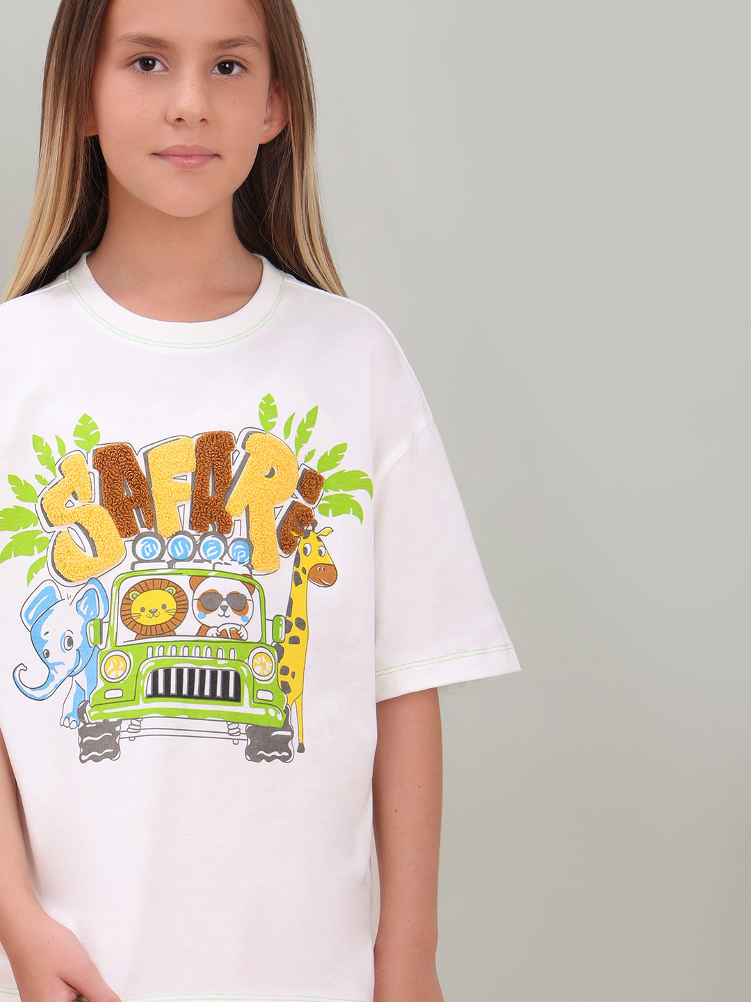 GIRL White Printed Cotton T-shirt