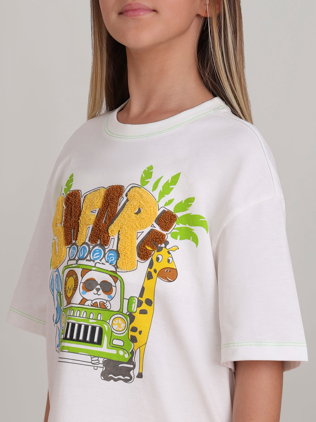 GIRL White Printed Cotton T-shirt