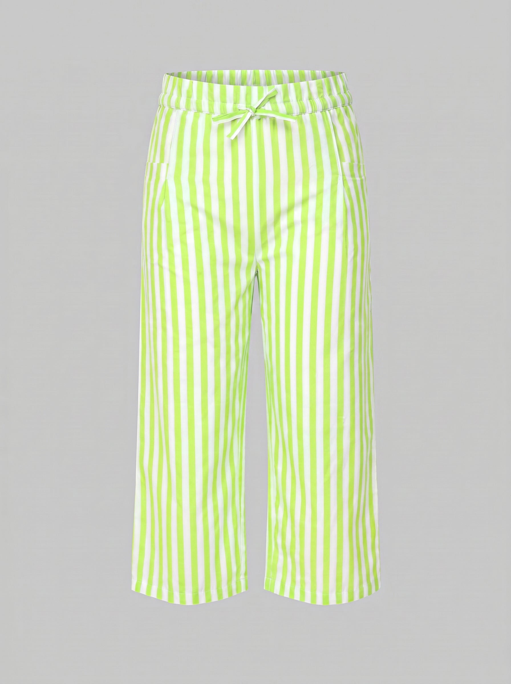 GIRLS Green Mid Rise Striped Pants