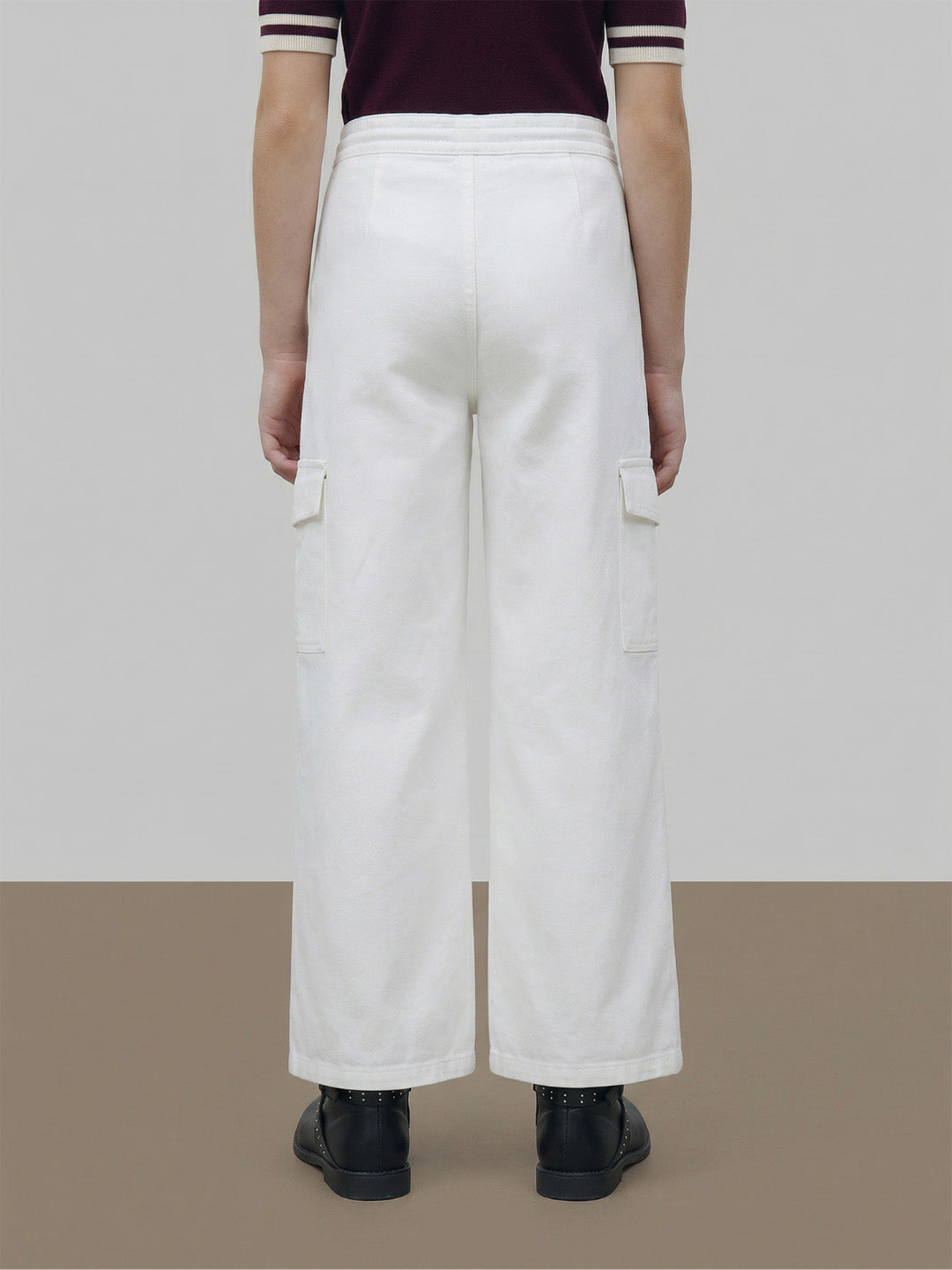 GIRLS White Mid Rise Wide Leg Pants