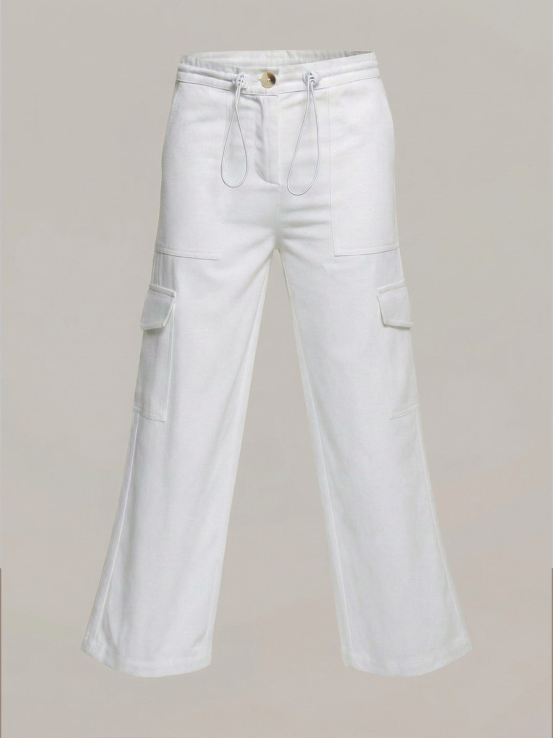GIRLS White Mid Rise Wide Leg Pants