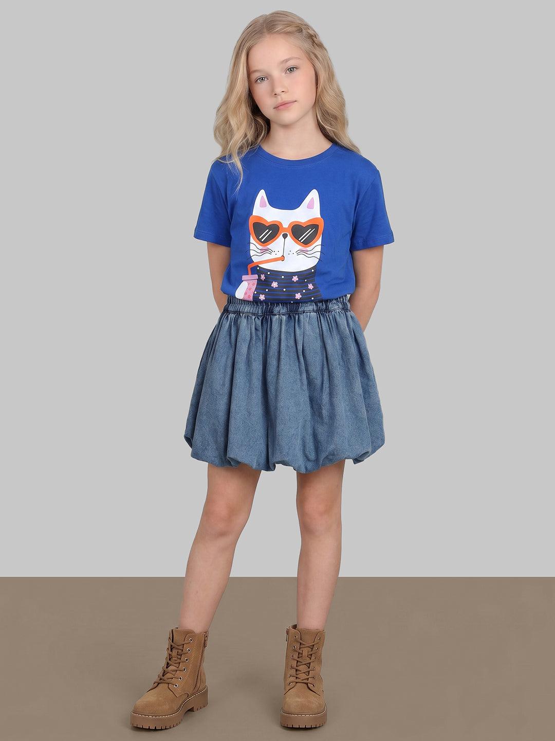 GIRLS Blue Bubble Hem Skirt