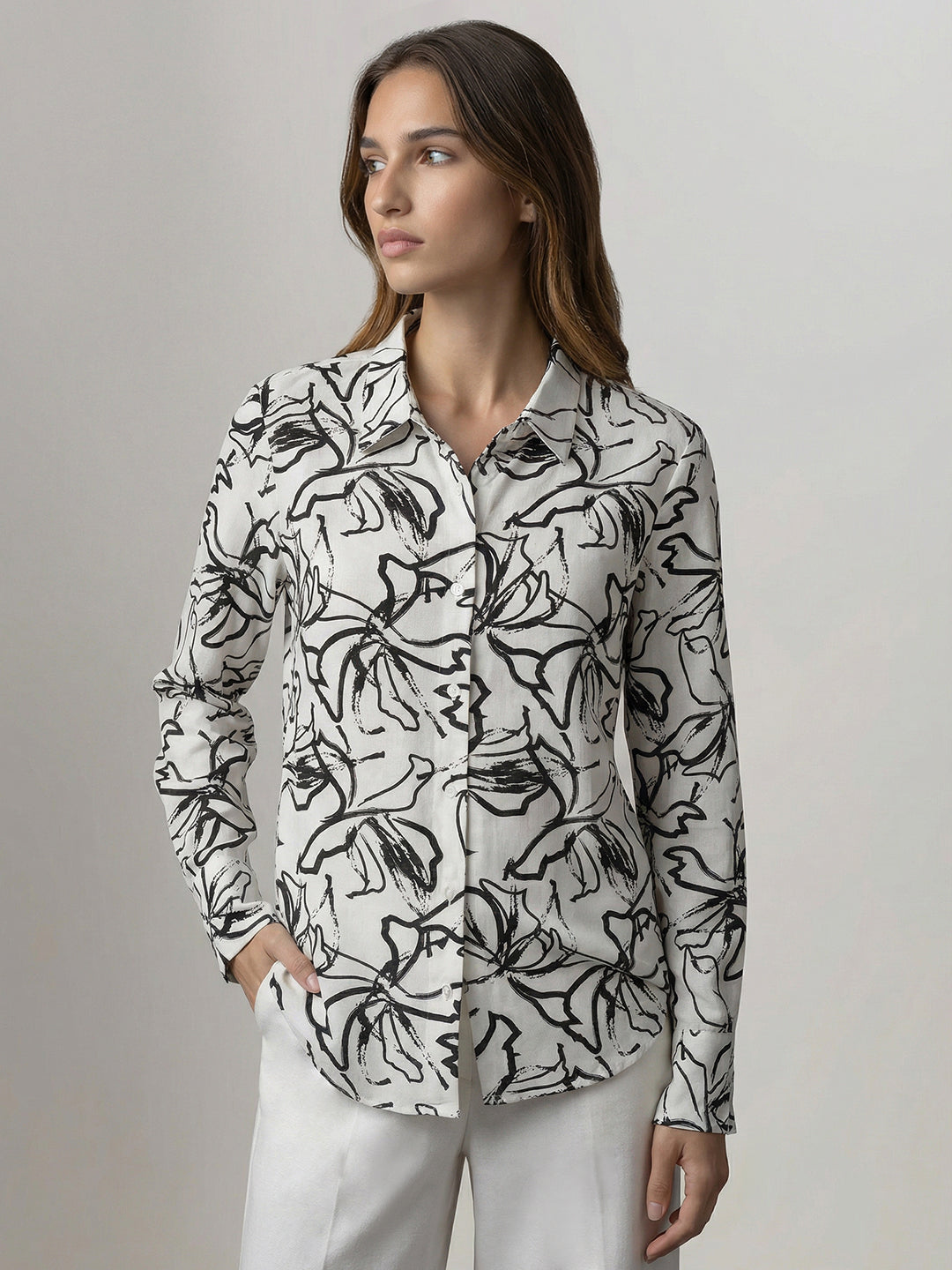 White Printed Shirt