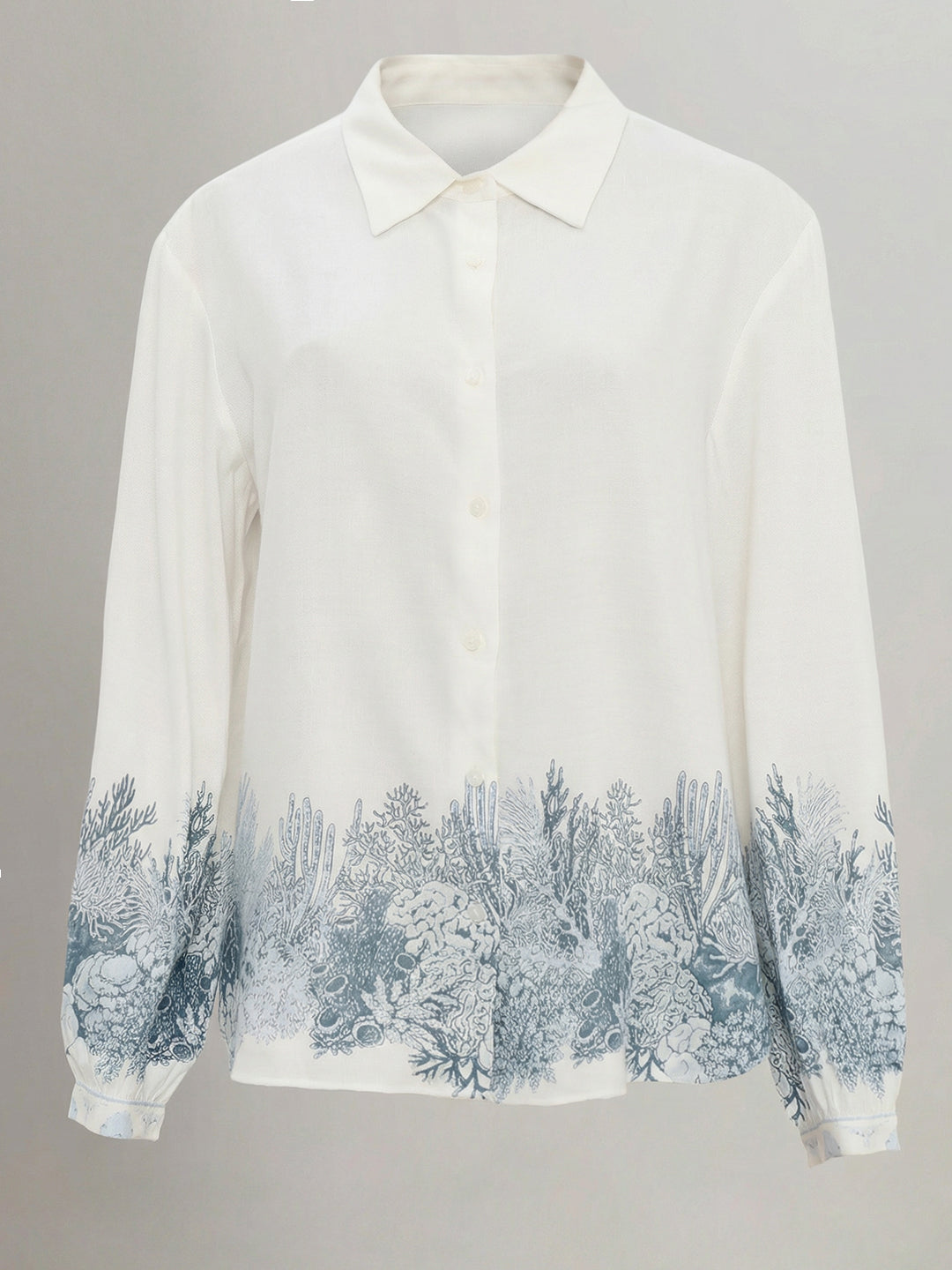 White Printed Full Sleeves Shirt