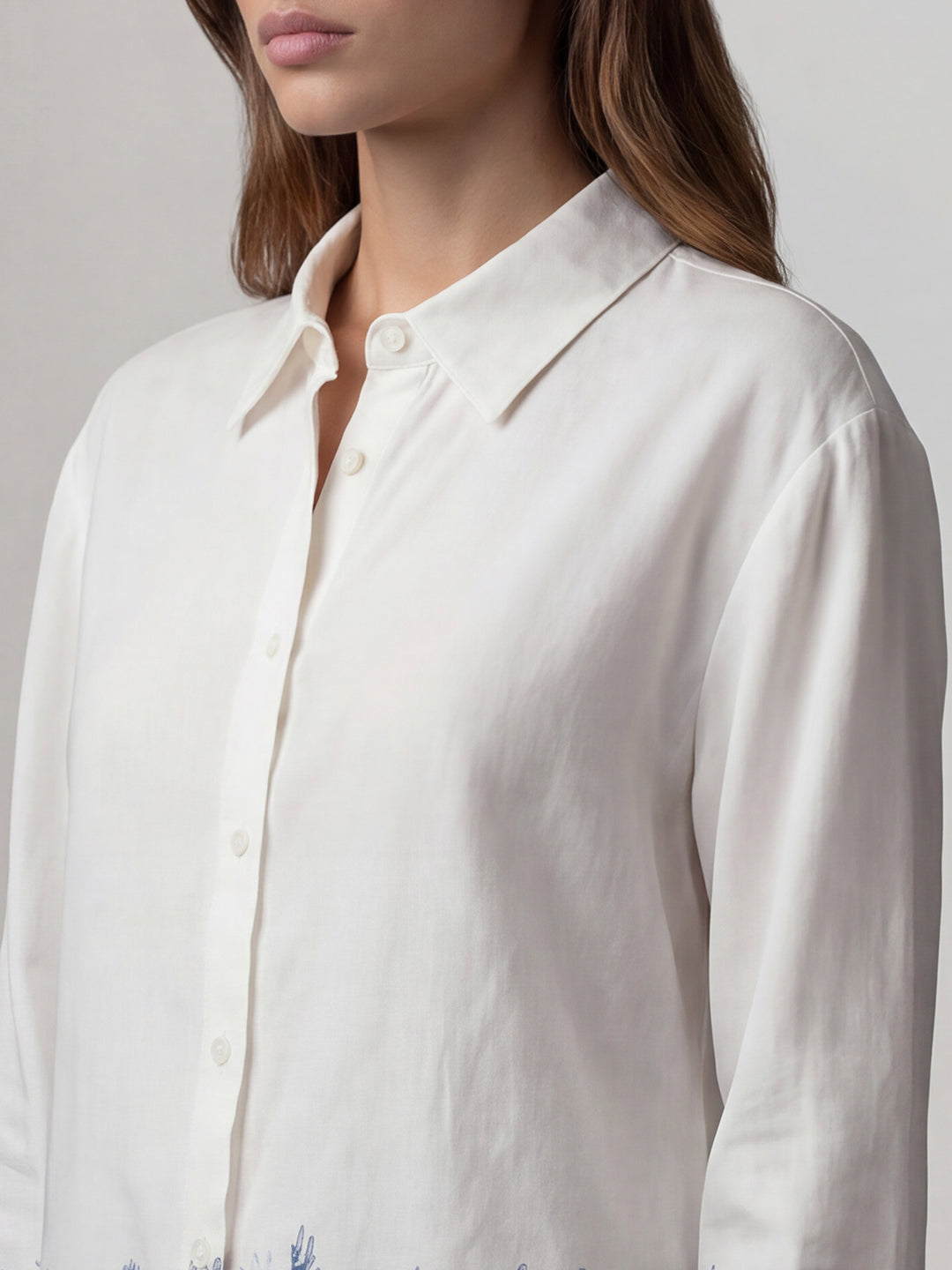 White Printed Full Sleeves Shirt