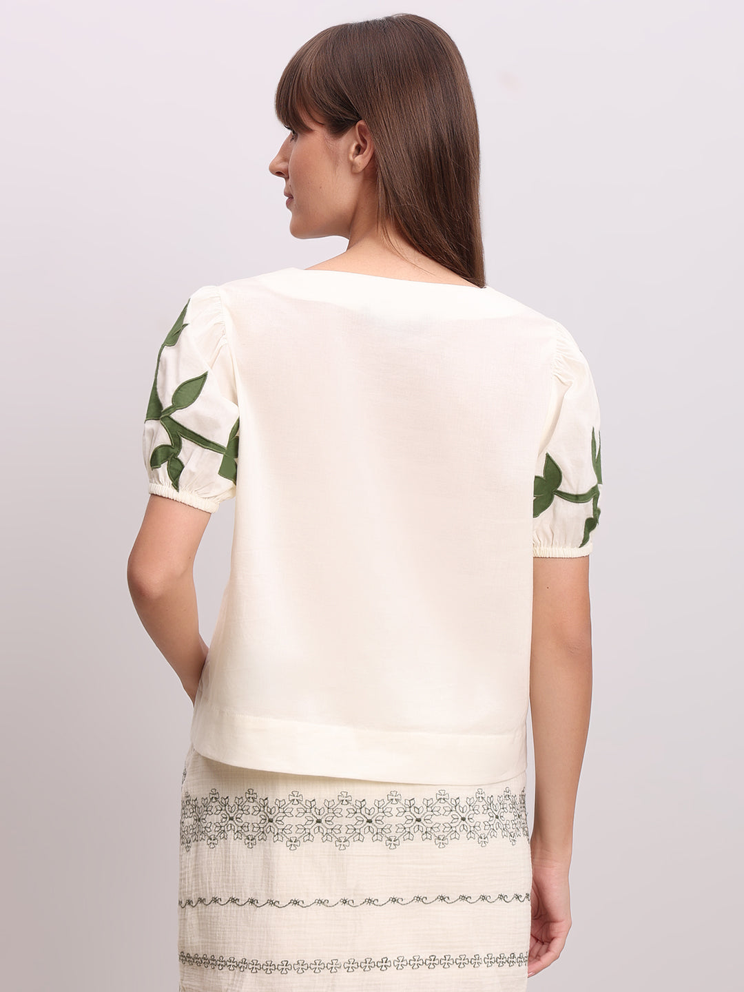 Off-White Embroidered Cotton Top