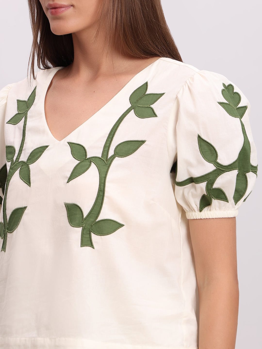 Off-White Embroidered Cotton Top