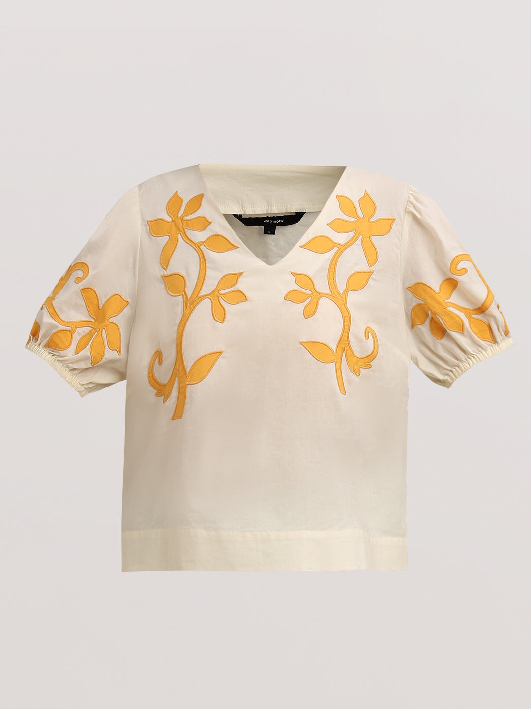 Off-White Printed Puff-Sleeves Top