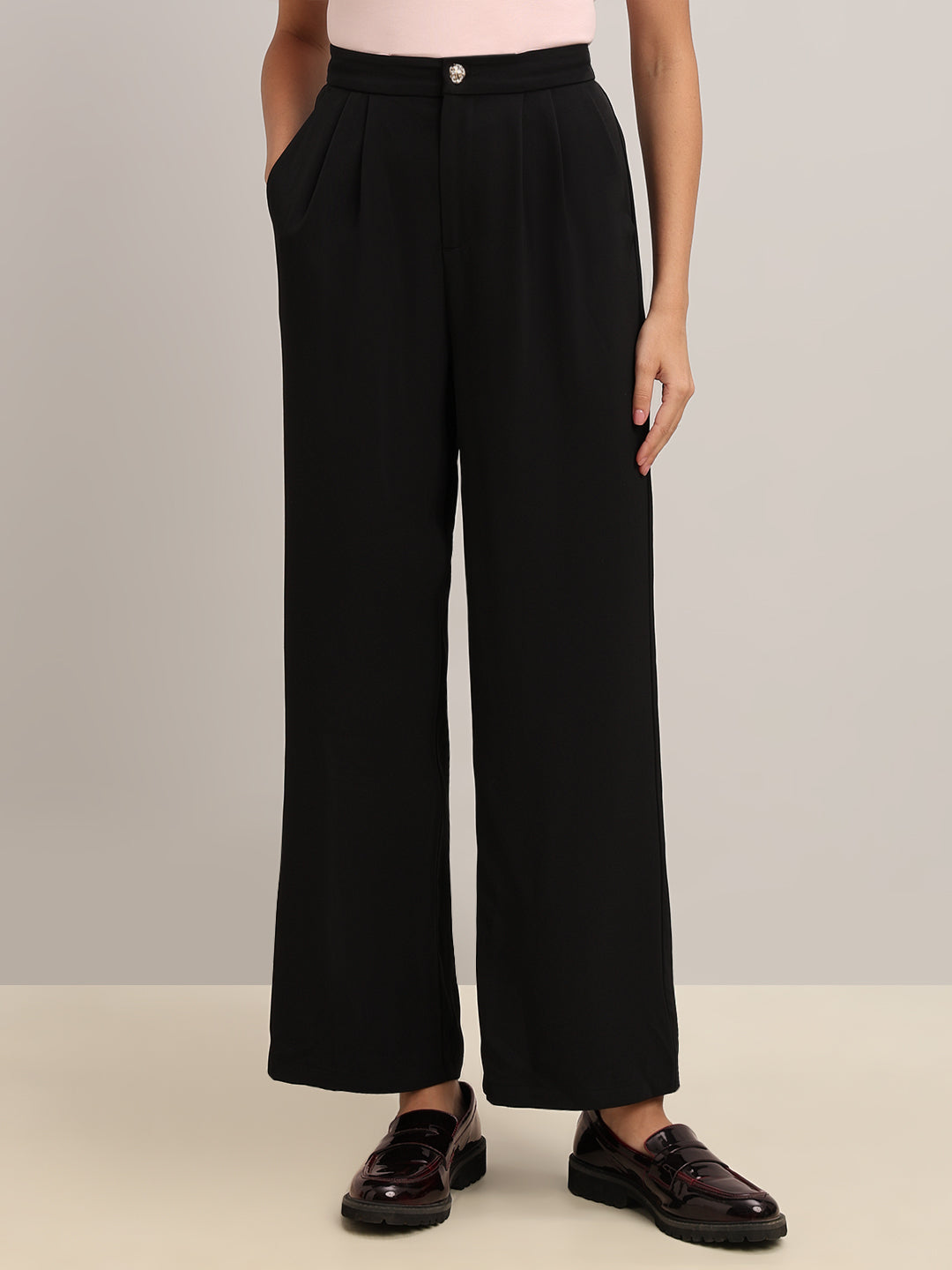 Black Regular Fit Trousers