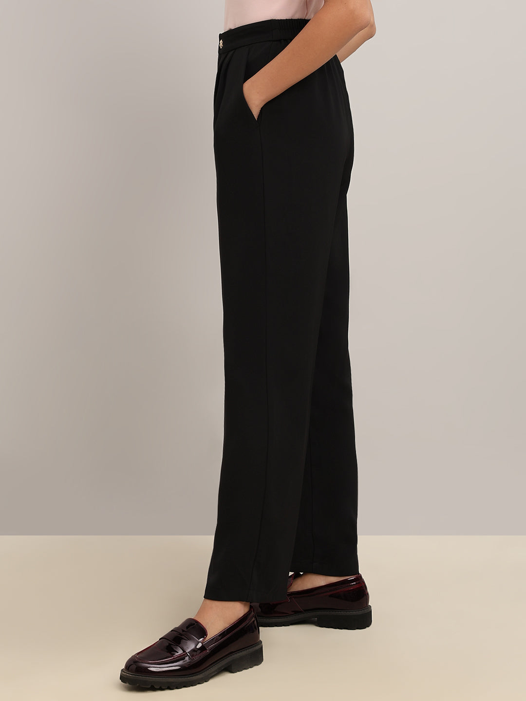 Black Regular Fit Trousers